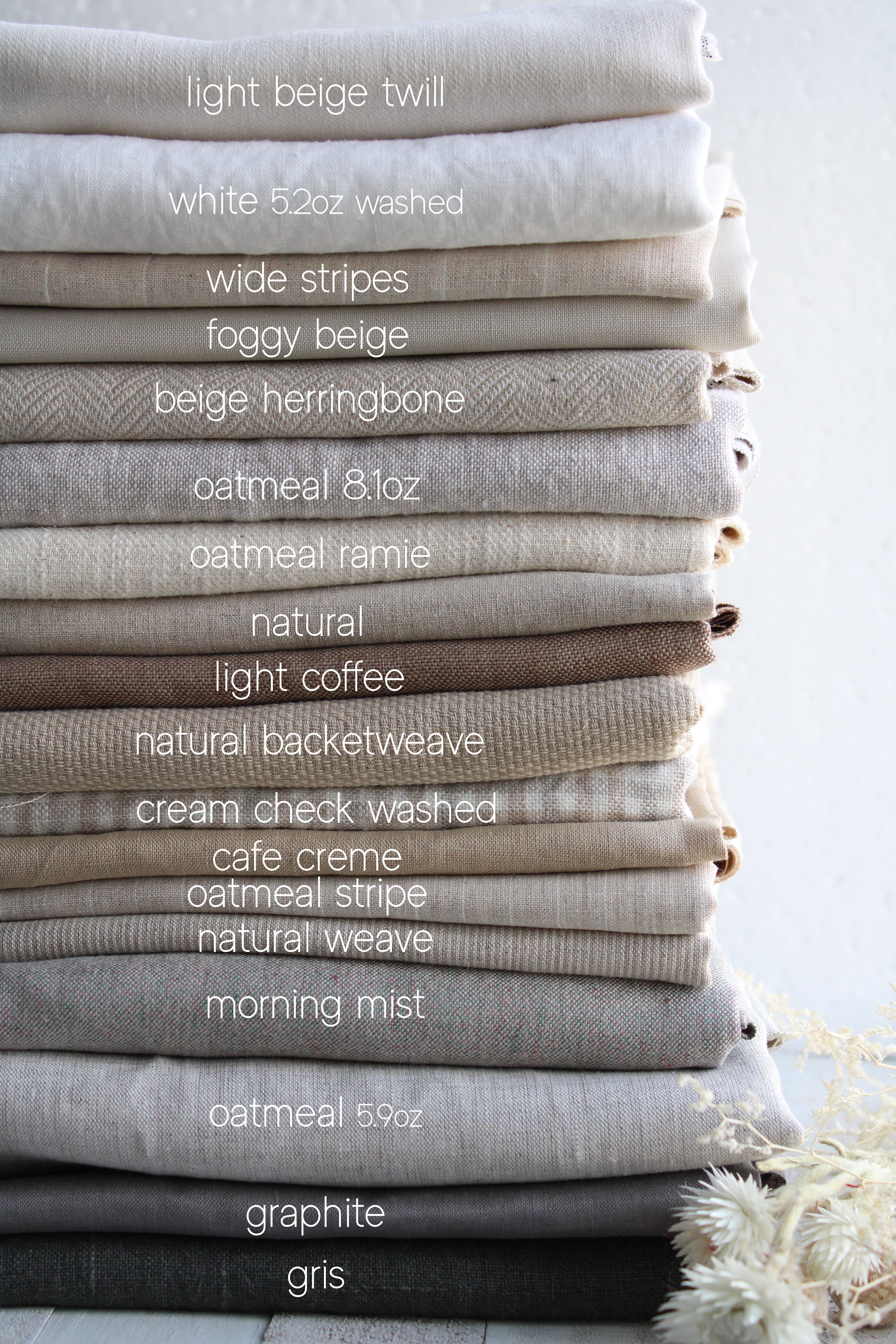 Beige Linen Fabric by the yard - Linen-Cotton blend - European 