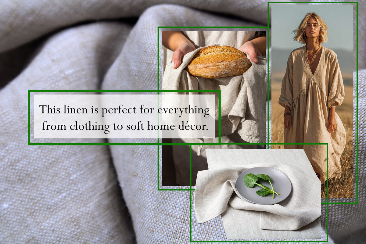 Oatmeal Linen Fabric Heavyweight 8.1oz