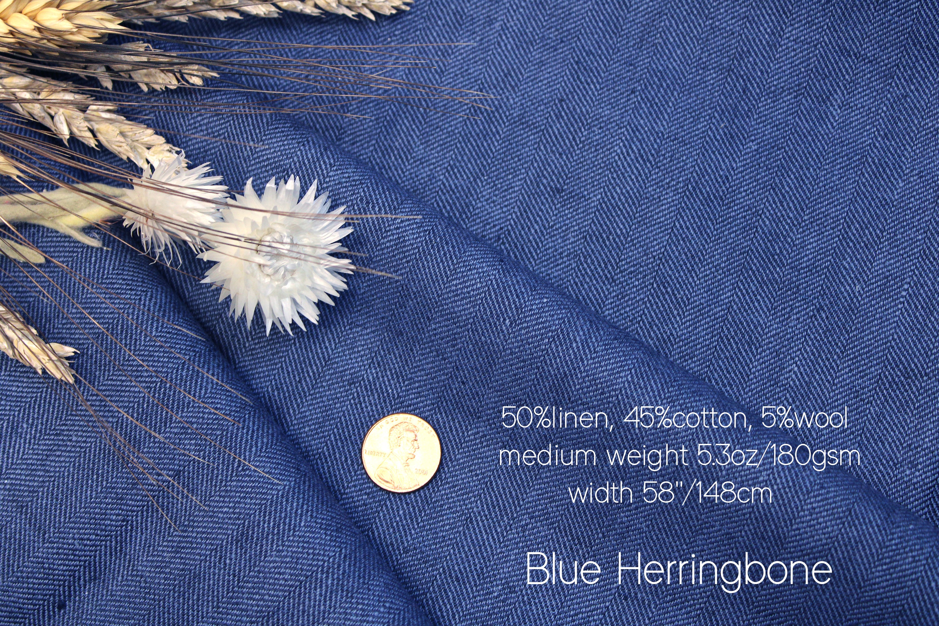 Blue Linen Fabric by the yard - 100% Linen and Linen-cotton blend - By Linen Fabric Online