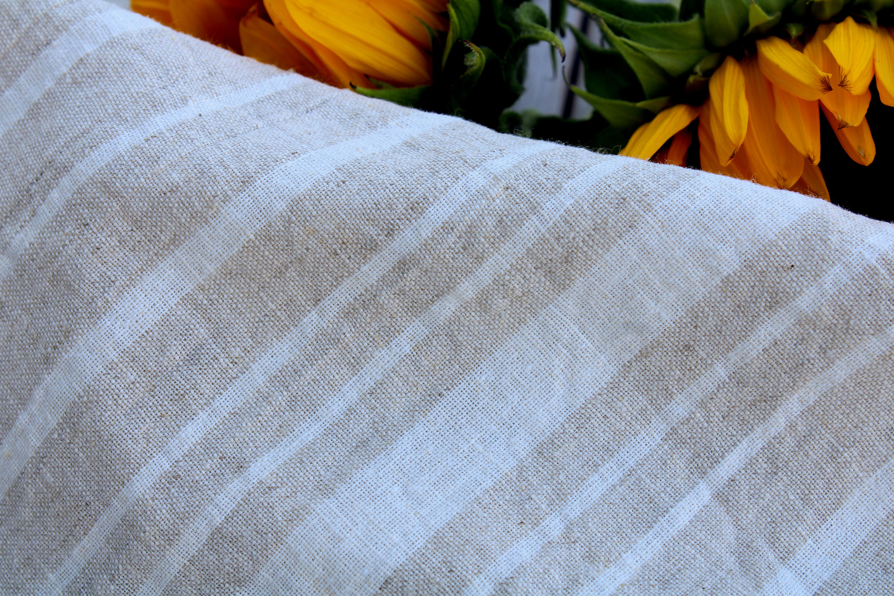 Prewashed Extra Wide Beige Striped Linen Cotton Fabric: Curtains, Clothing, Crafts / Buy Linen Online