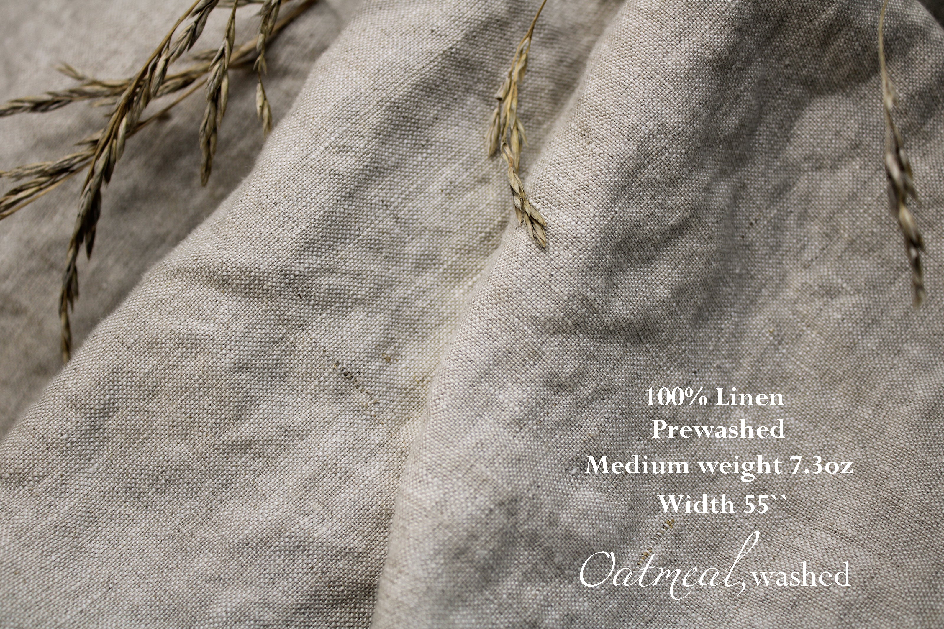 100% PREWASHED Linen Fabric by the Yard / Oatmeal Linen Fabric / Buy Linen Online