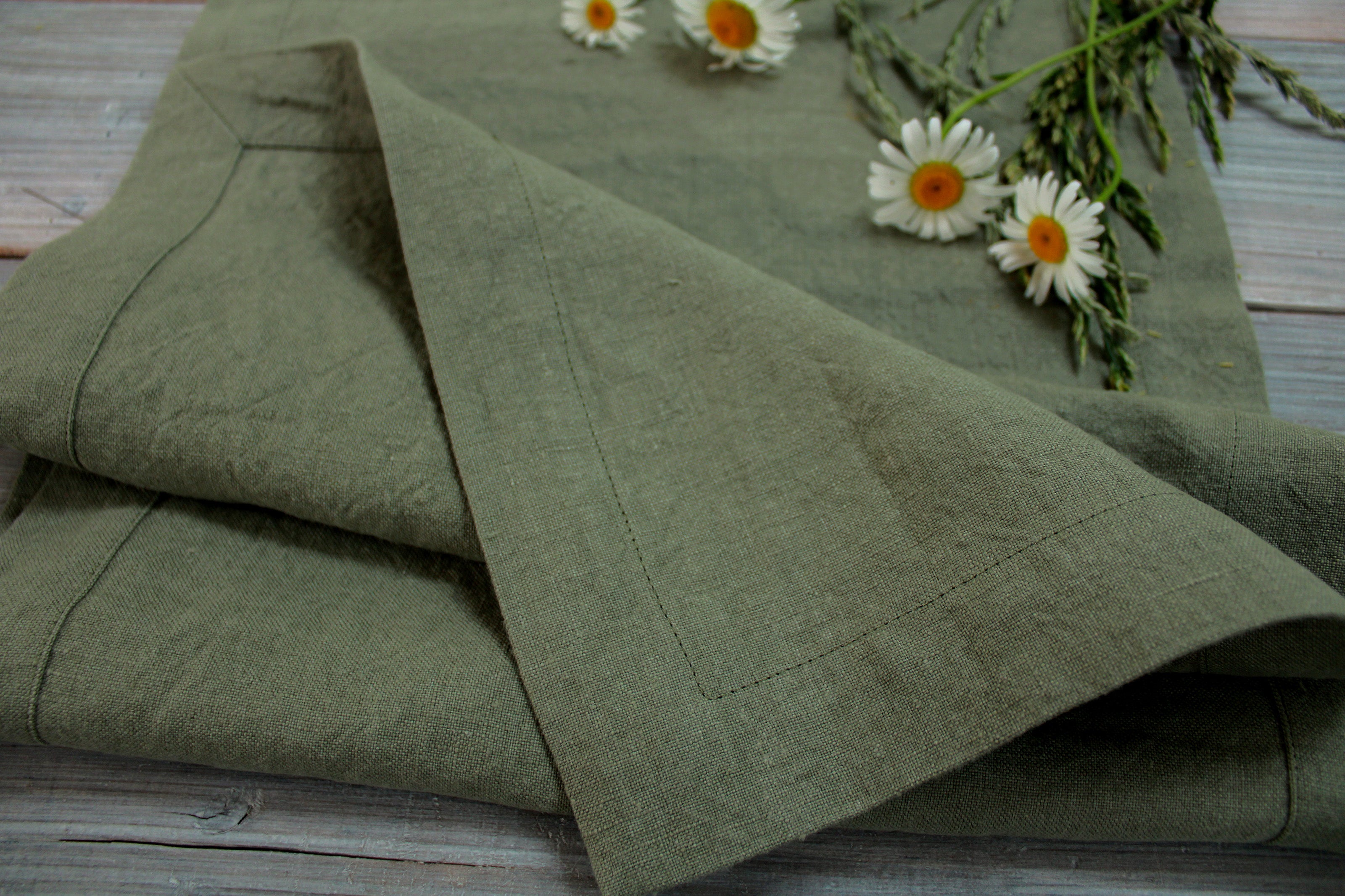 Pure Linen Table Runner - Heavy Weight, Prewashed, European Flax Certified, Custom Sizes USA