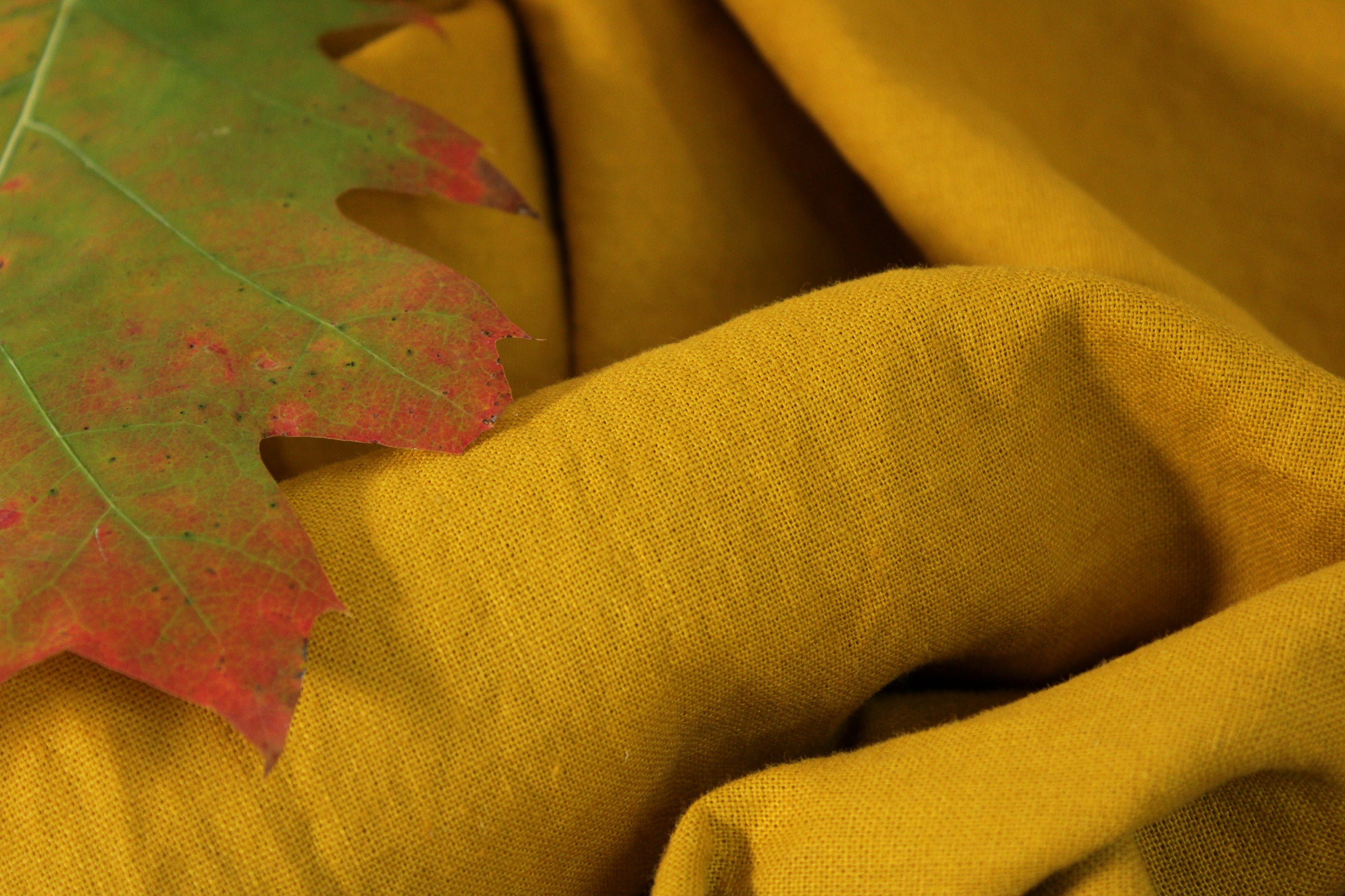 100% Washed Linen Fabric by the Yard / Arrowwood Yellow Linen Fabric / Buy Linen Online