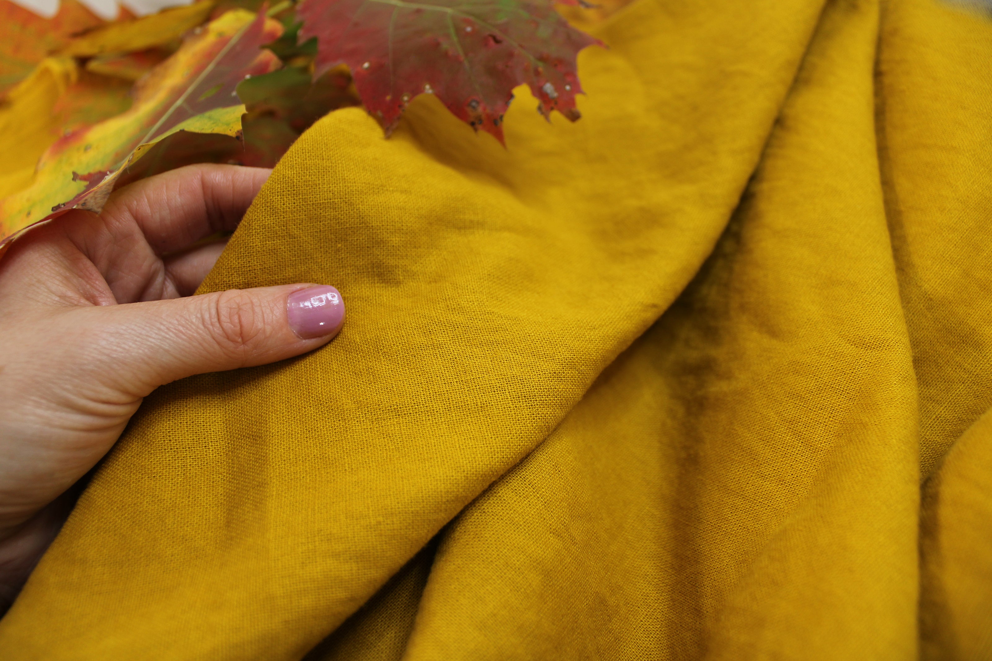 100% Washed Linen Fabric by the Yard / Arrowwood Yellow Linen Fabric / Buy Linen Online