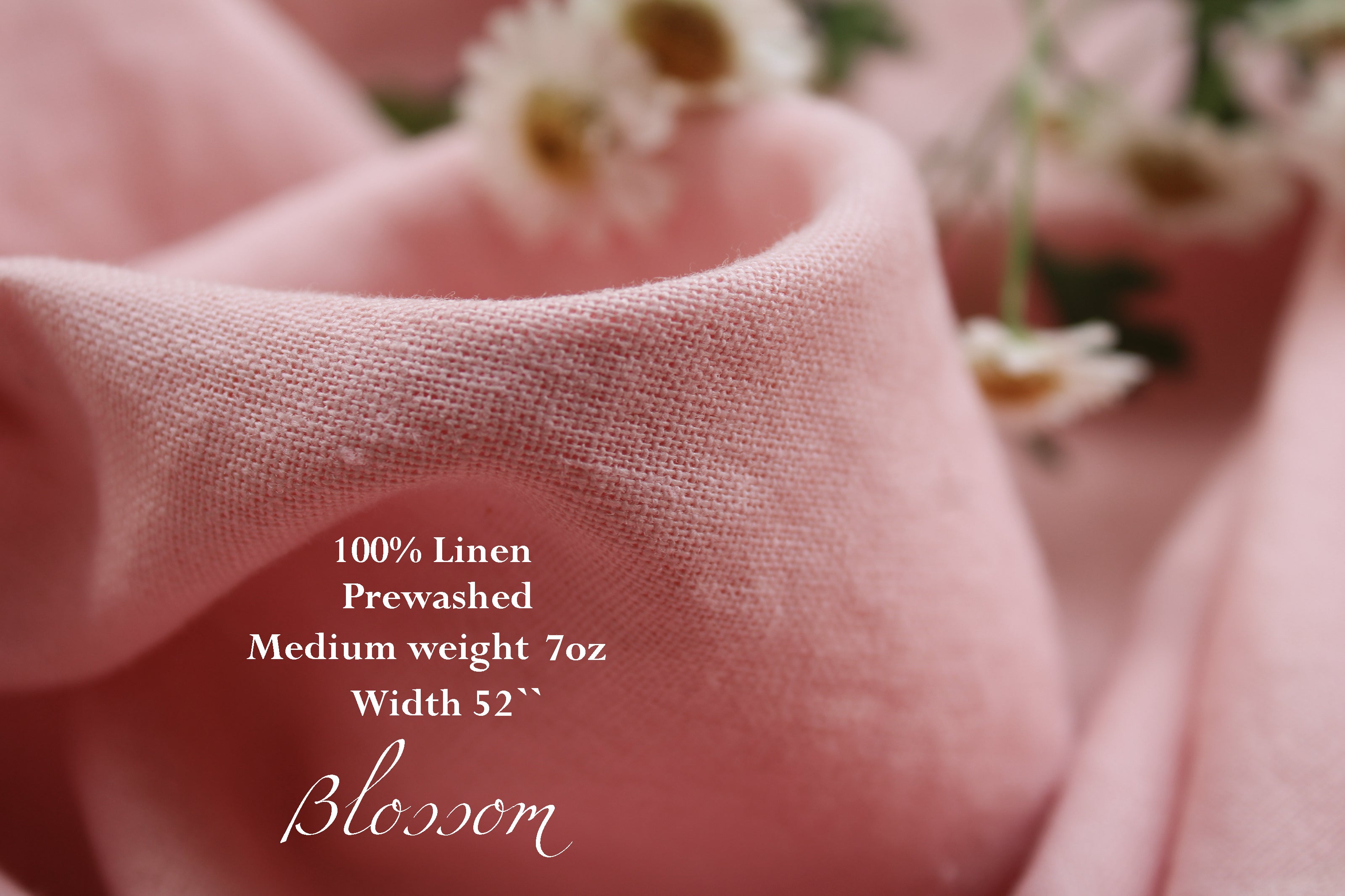 100% Washed Linen Fabric by the Yard / Blossom Pink Linen Fabric / Buy Linen Online