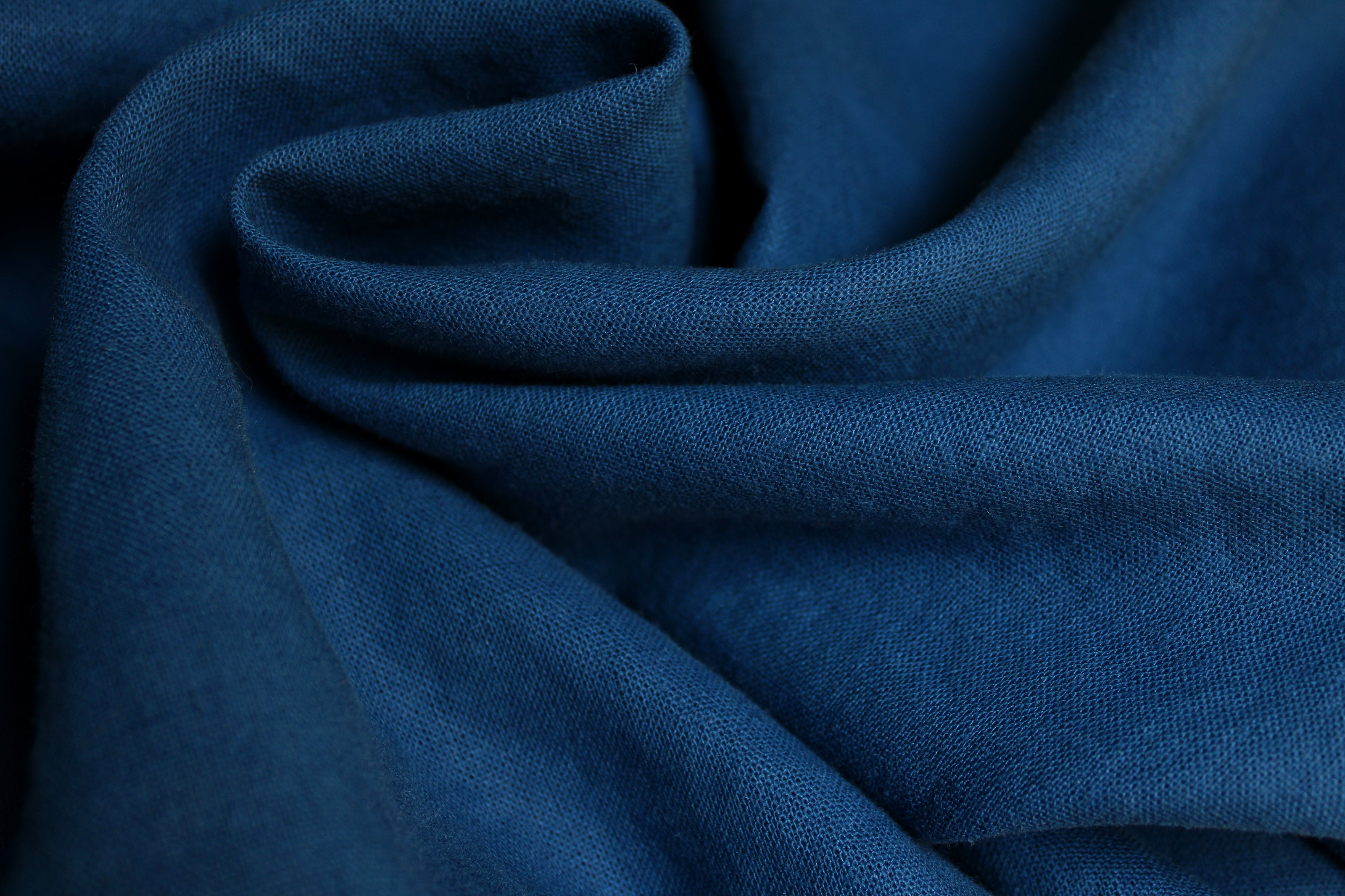 100% Washed Linen Fabric by the Yard / Classic Blue Linen Fabric / Buy Linen Online