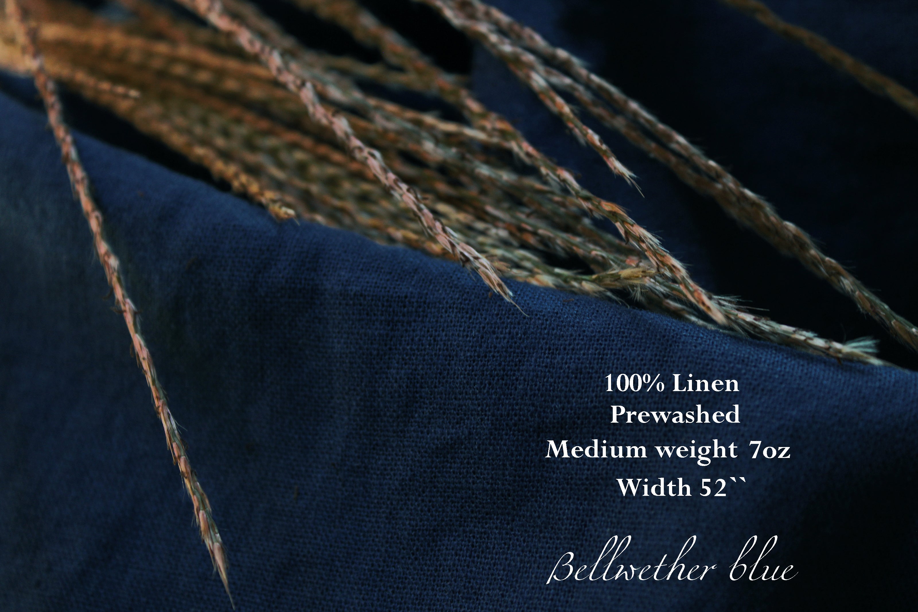 100% Washed Linen Fabric by the Yard / Bellwether Blue Linen Fabric / Buy Linen Online