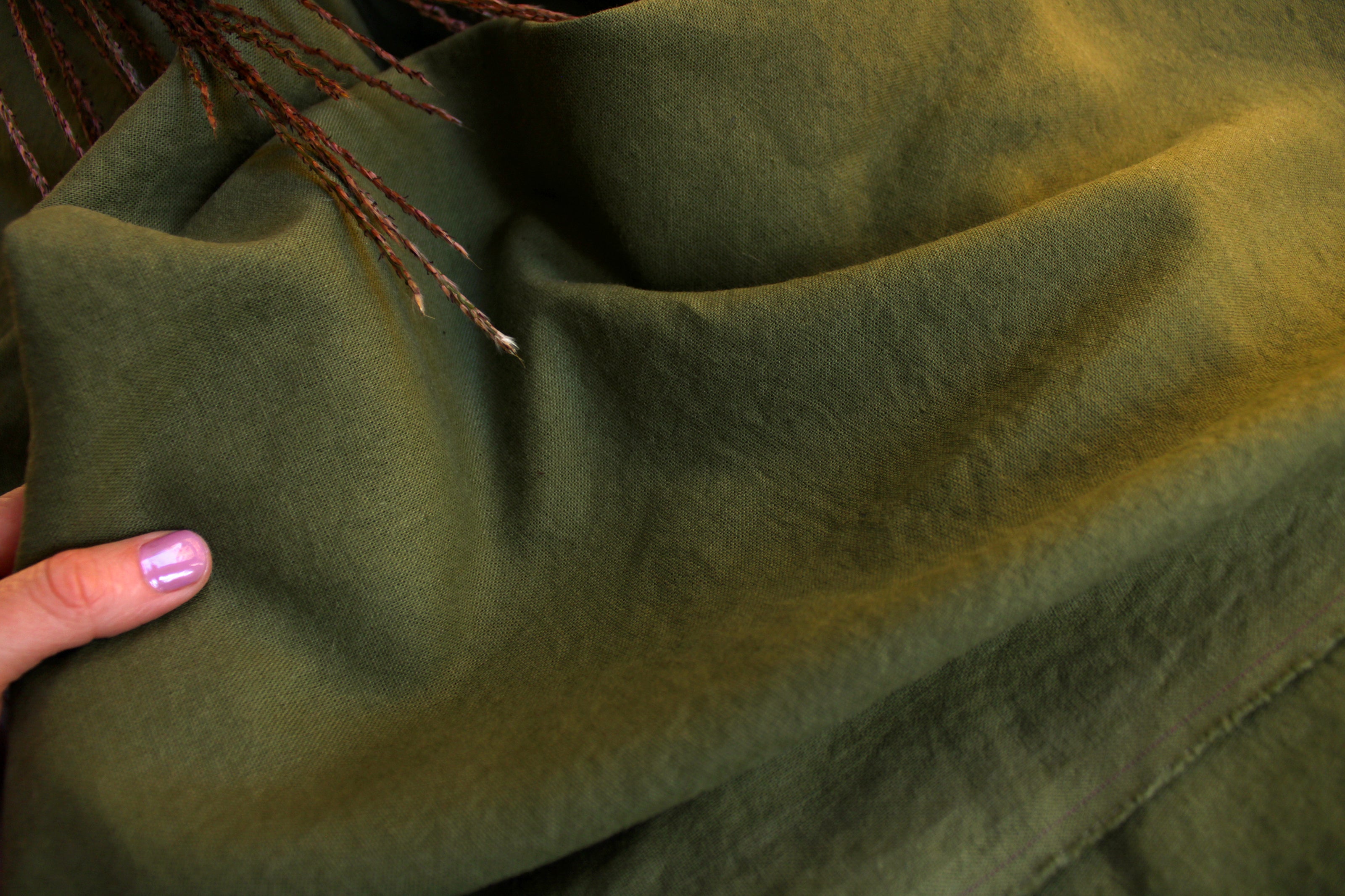 100% Washed Linen Fabric by the Yard / Terrarium moss Linen Fabric / Buy Linen Online
