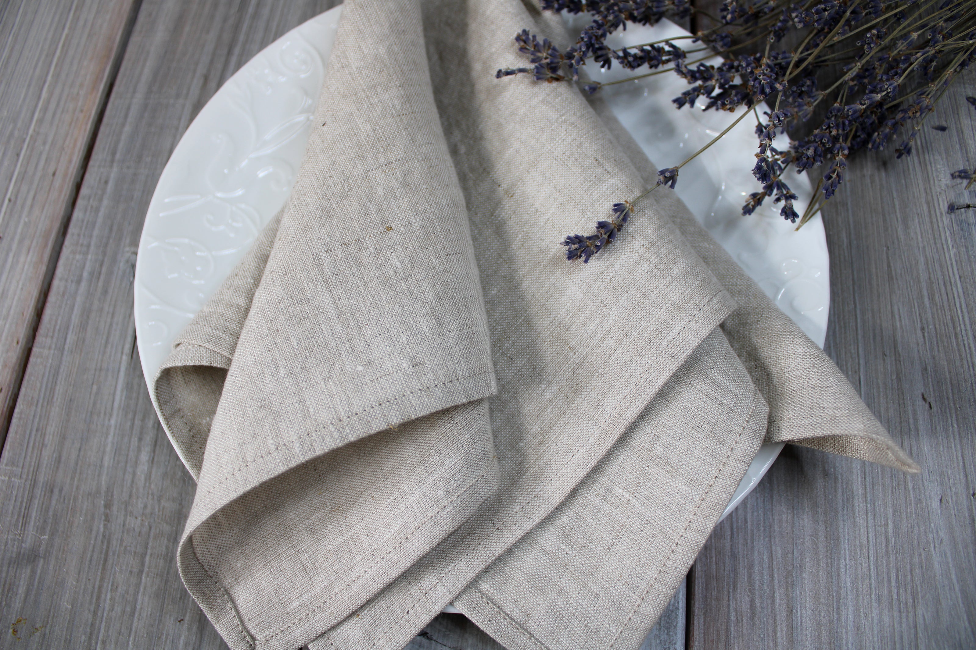 Pure Linen Napkins Set / PREWASHED 100% Linen napkins Oatmeal color