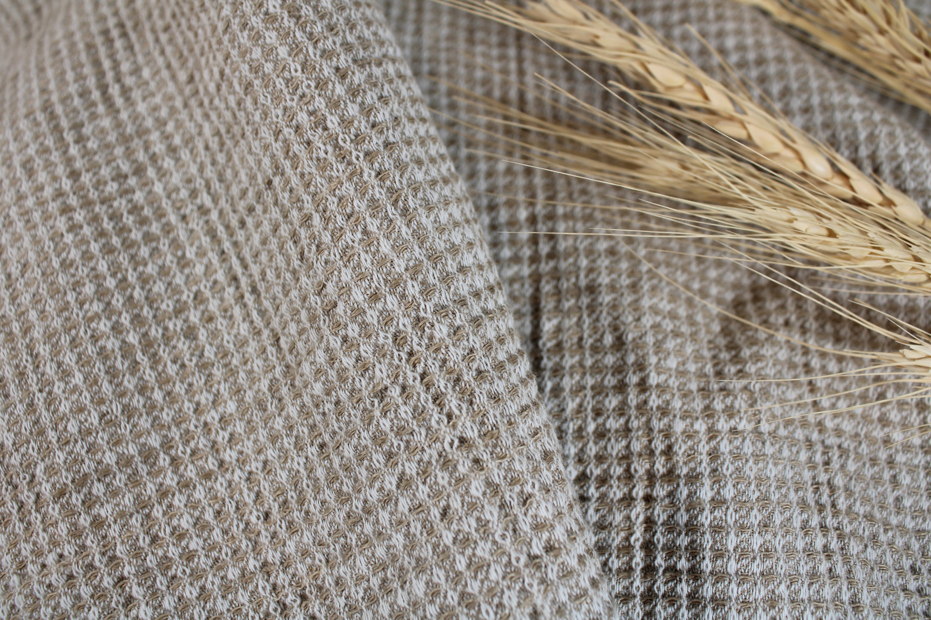 Washed Waffle Linen Fabric / Linen/Cotton Blend Fabric / Buy Linen Fabric Online