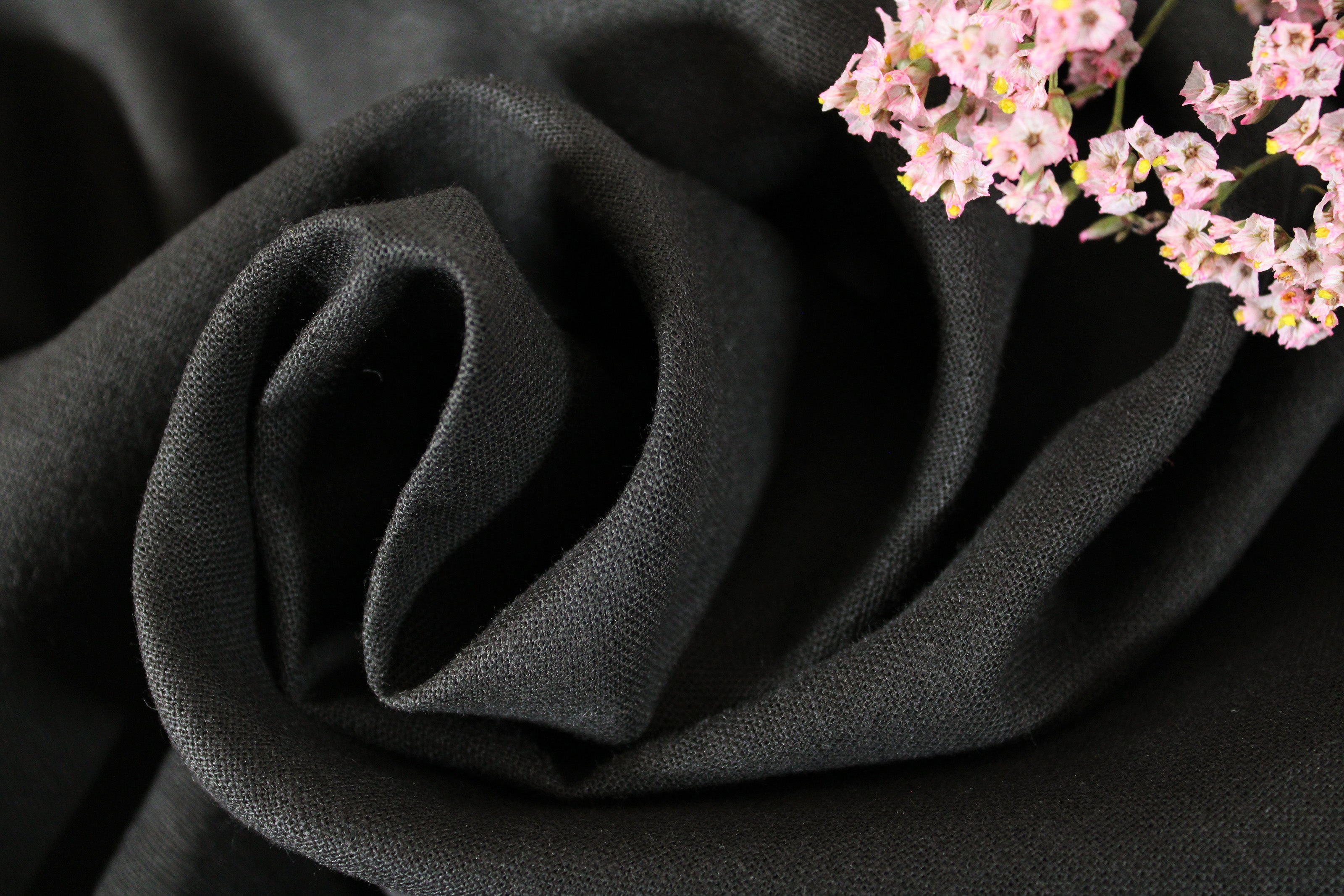 100% Linen Fabric by the Yard / Black Linen Fabric / Buy Linen Online