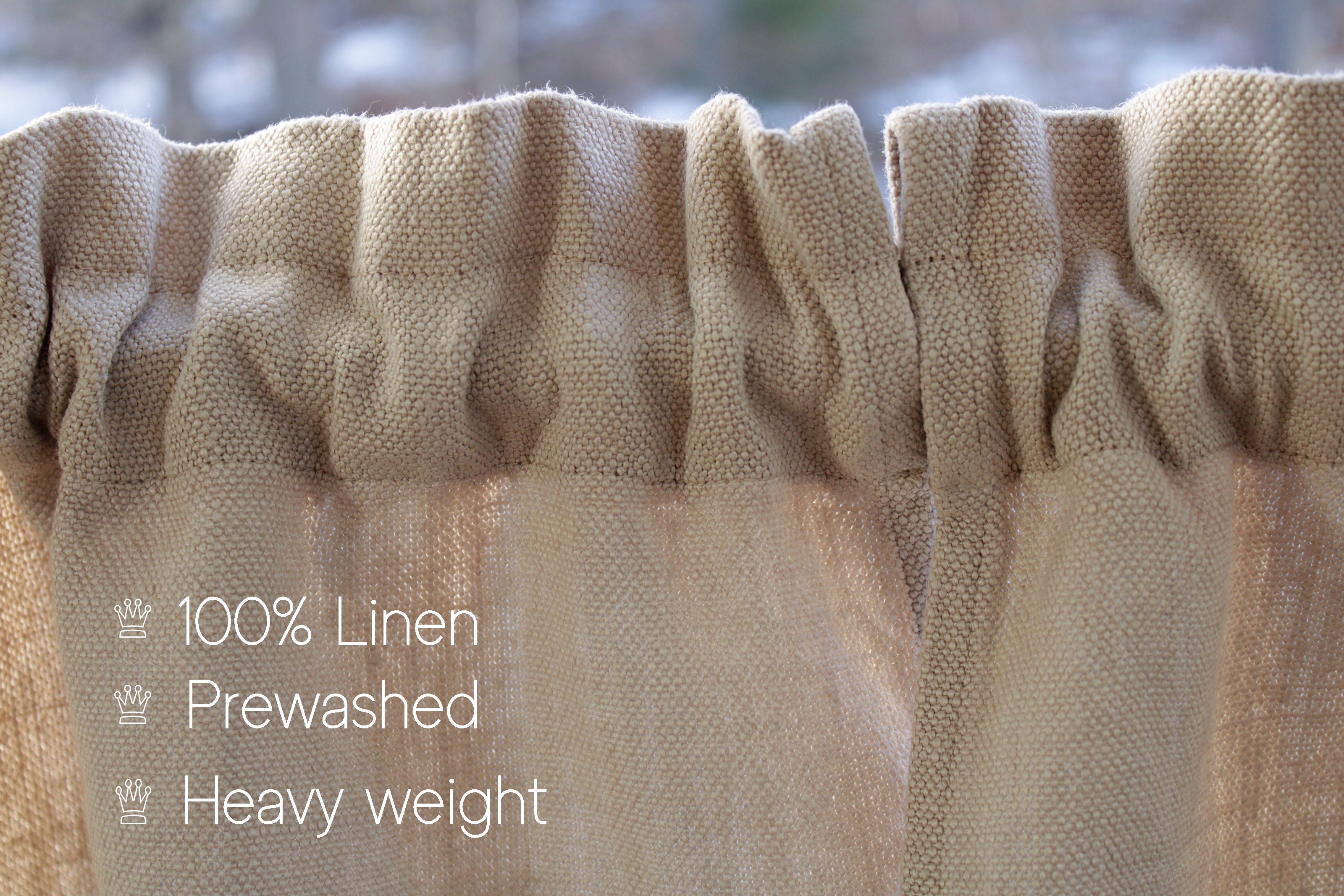 Heavy Weight Linen Curtains / Kitchen Linen Curtains / Custom Curtains US