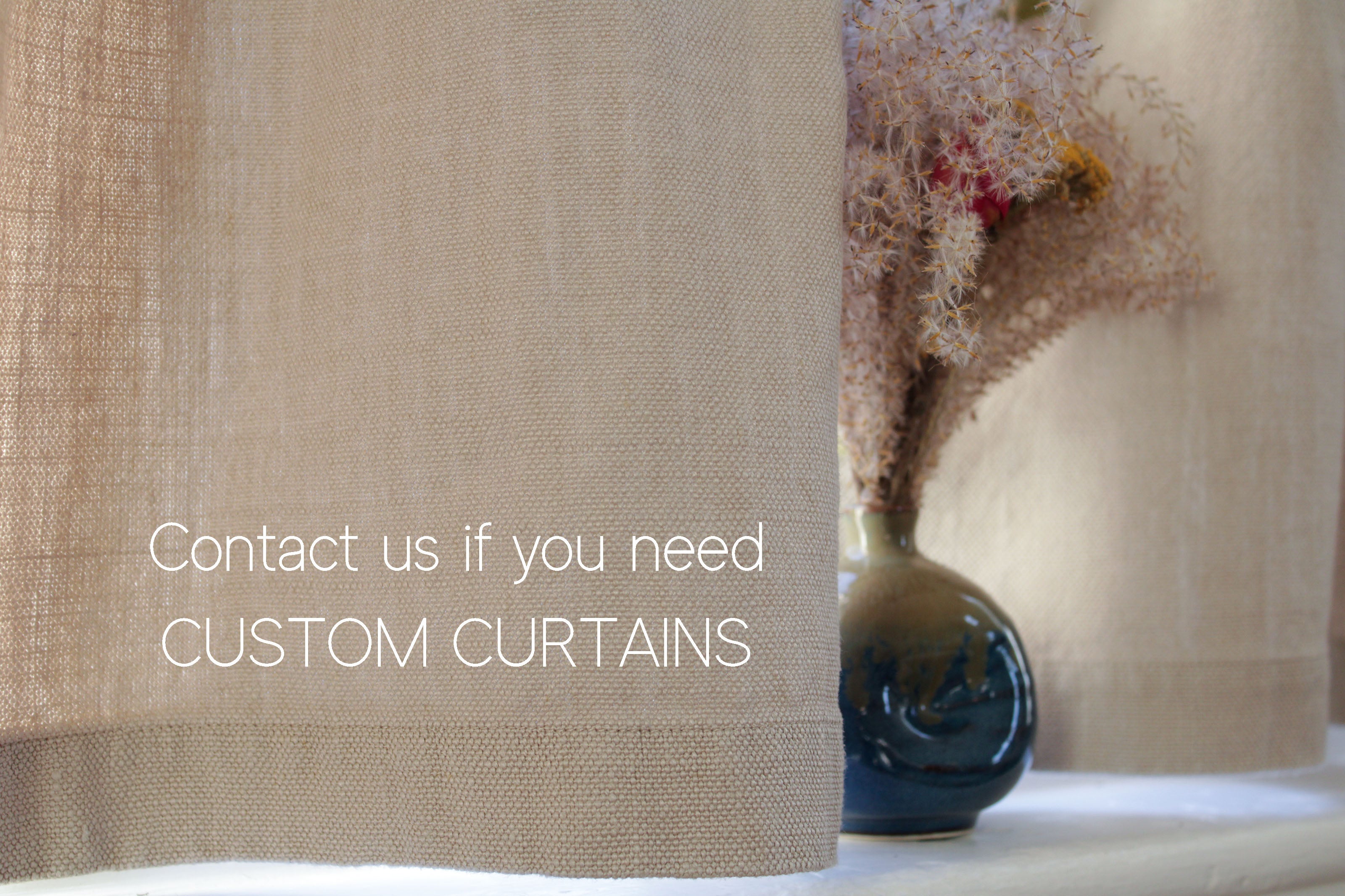 Heavy Weight Linen Curtains / Kitchen Linen Curtains / Custom Curtains US