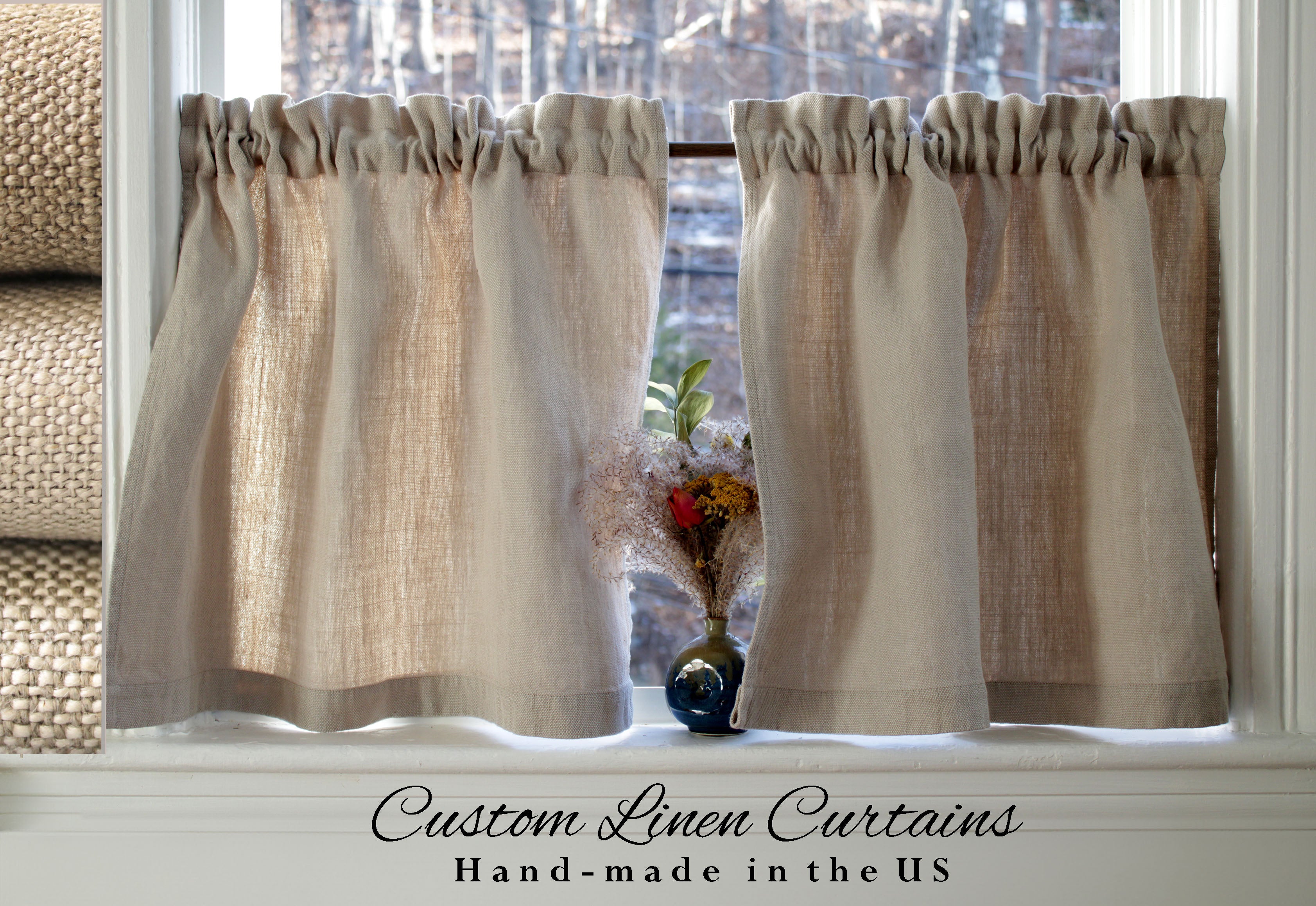 Heavy Weight Linen Curtains / Kitchen Linen Curtains / Custom Curtains US