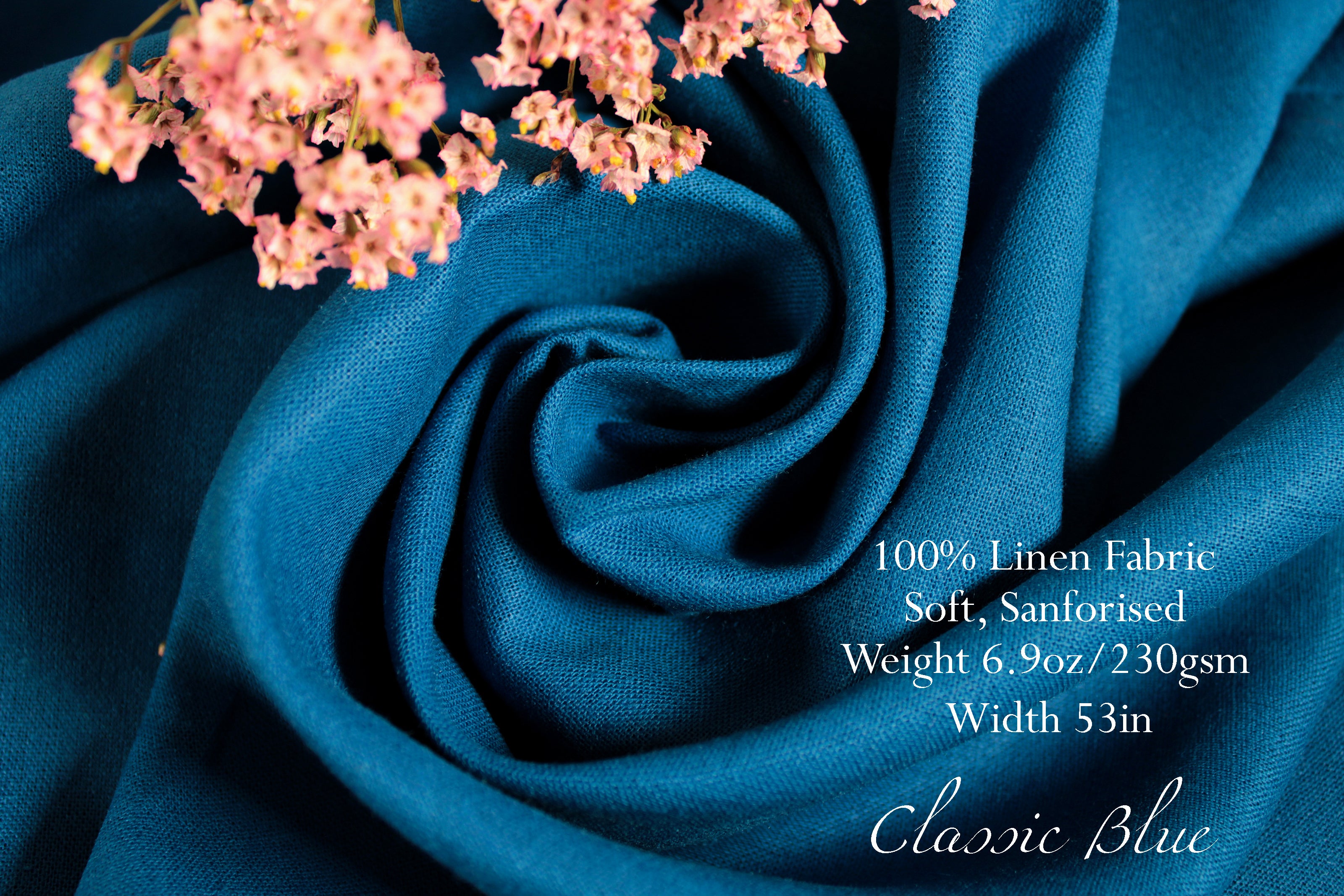 Blue Linen Fabric by the yard - 100% Linen and Linen-cotton blend - By Linen Fabric Online