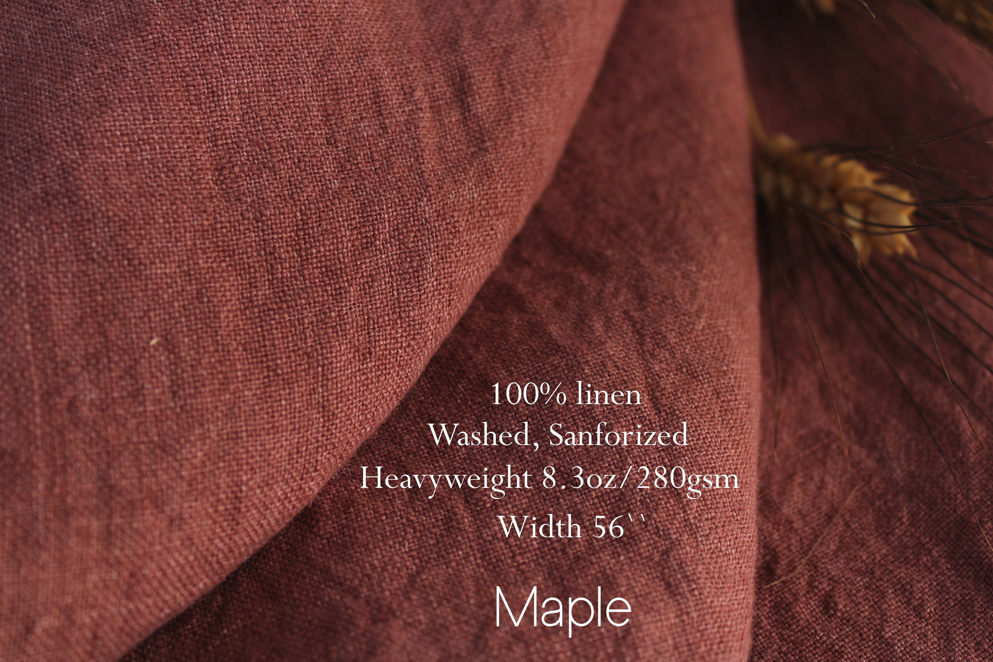 100% Linen Fabric by the Yard / Red Rust Purple Yelow Linen Fabric / Buy Linen Online