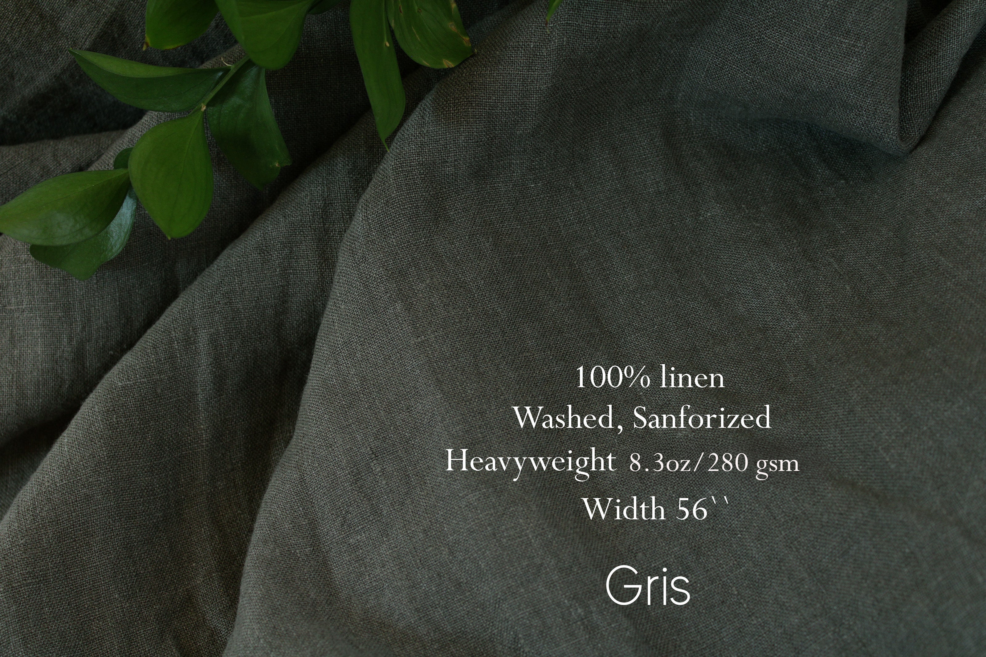 Blue Gray Linen Fabric by the yard / 100% linen fabric, Linen cotton blend / Medium Heavy weight