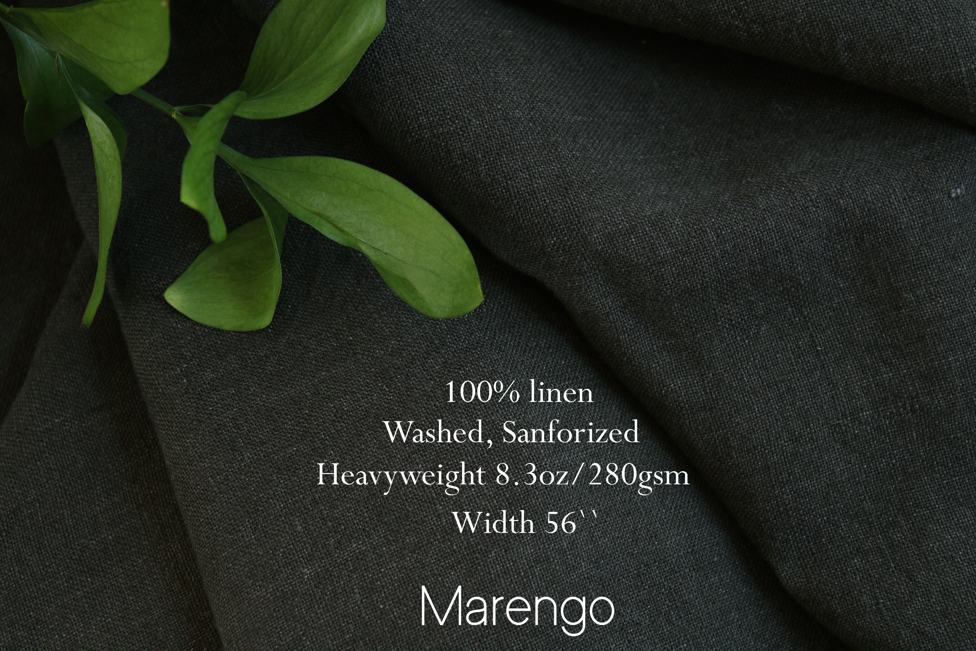 100% Linen Fabric by the Yard / Gray Black Linen Fabric / Buy Linen Online