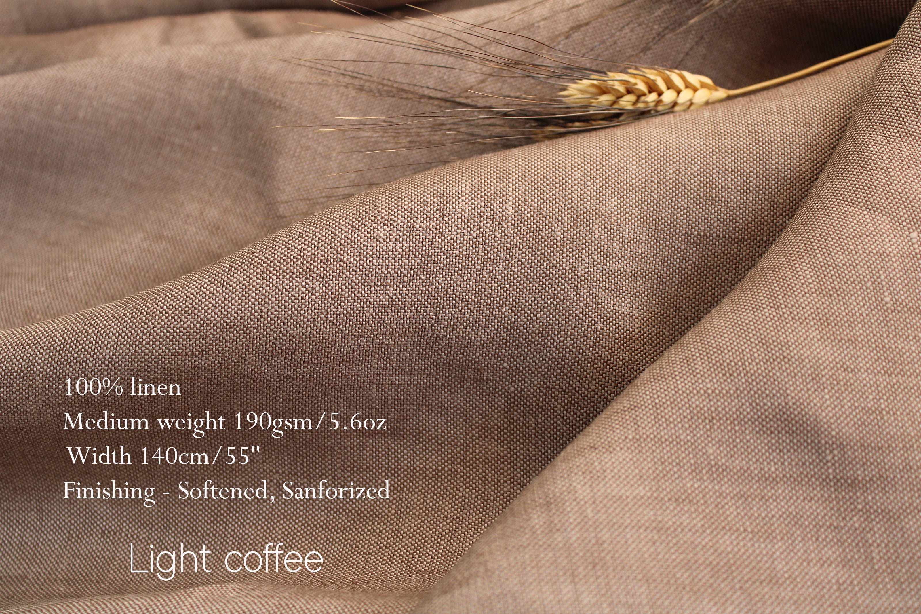 100 Linen Fabric by the yard - Light coffee Linen-Cotton blend - Buy Linen Online