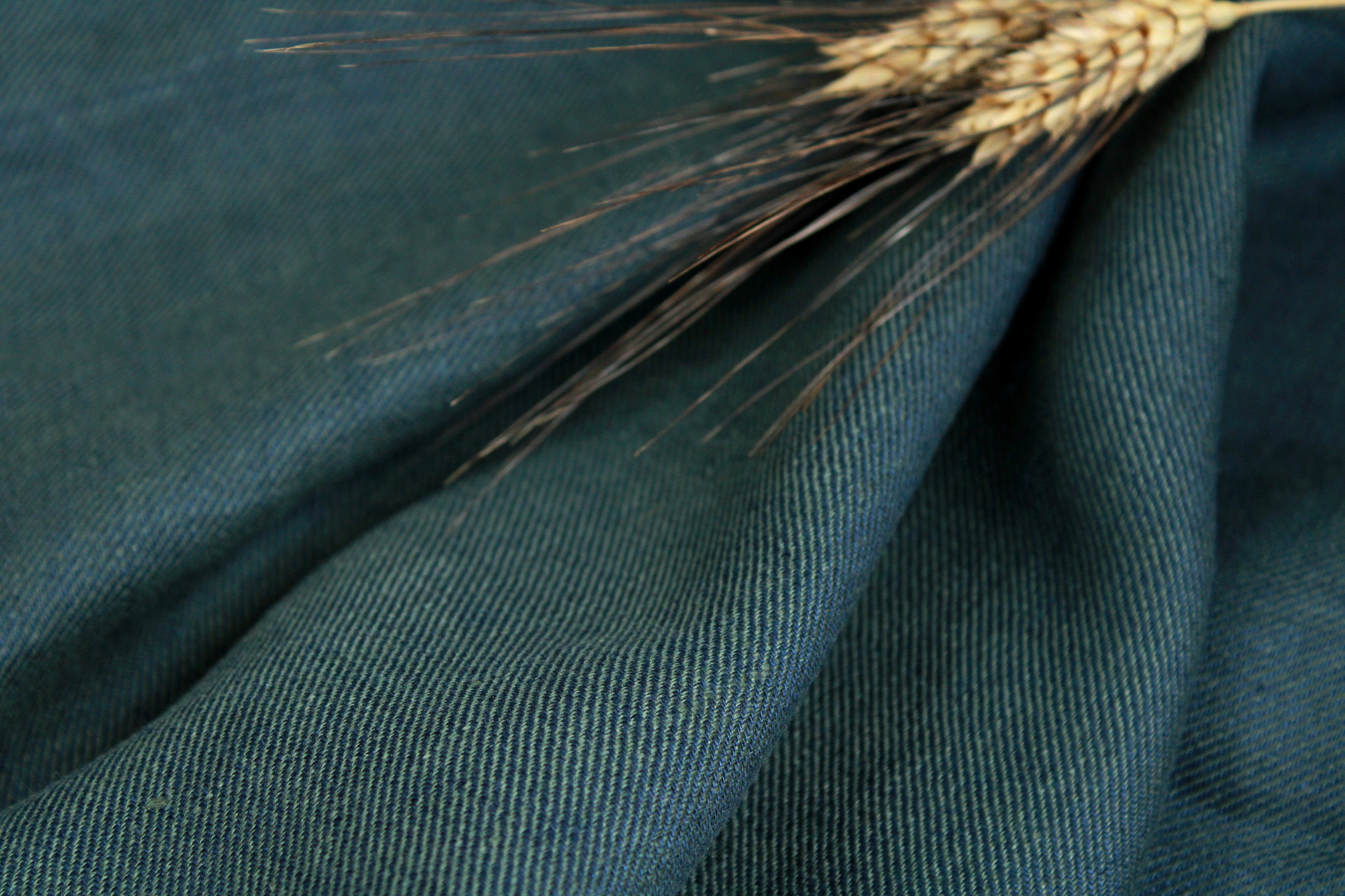 100% Linen Fabric by the Yard / Green Blue Twill Linen Fabric / Buy Linen Online