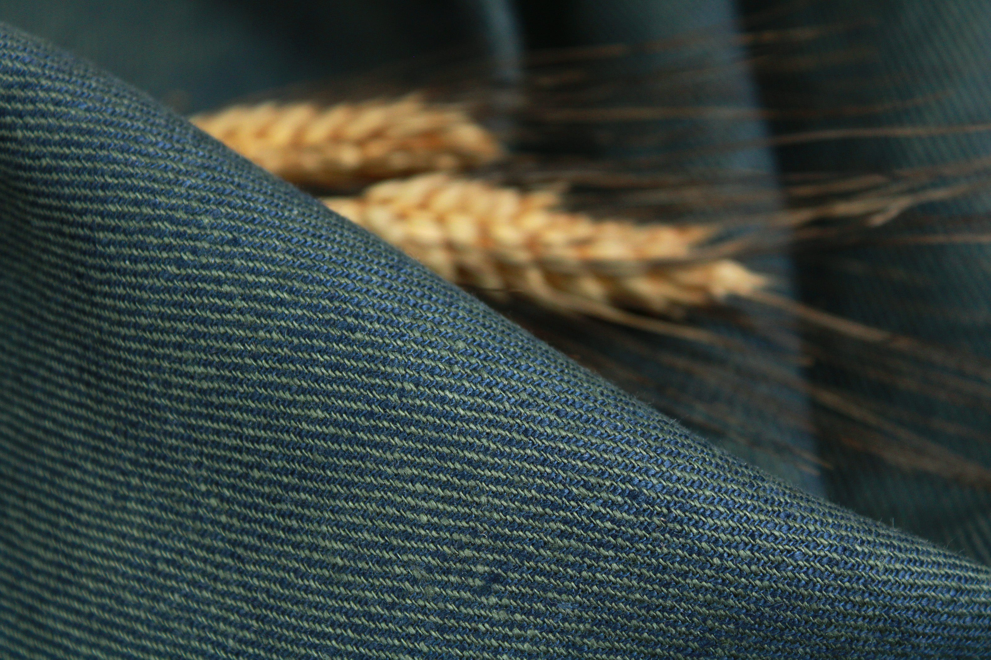 100% Linen Fabric by the Yard / Green Blue Twill Linen Fabric / Buy Linen Online