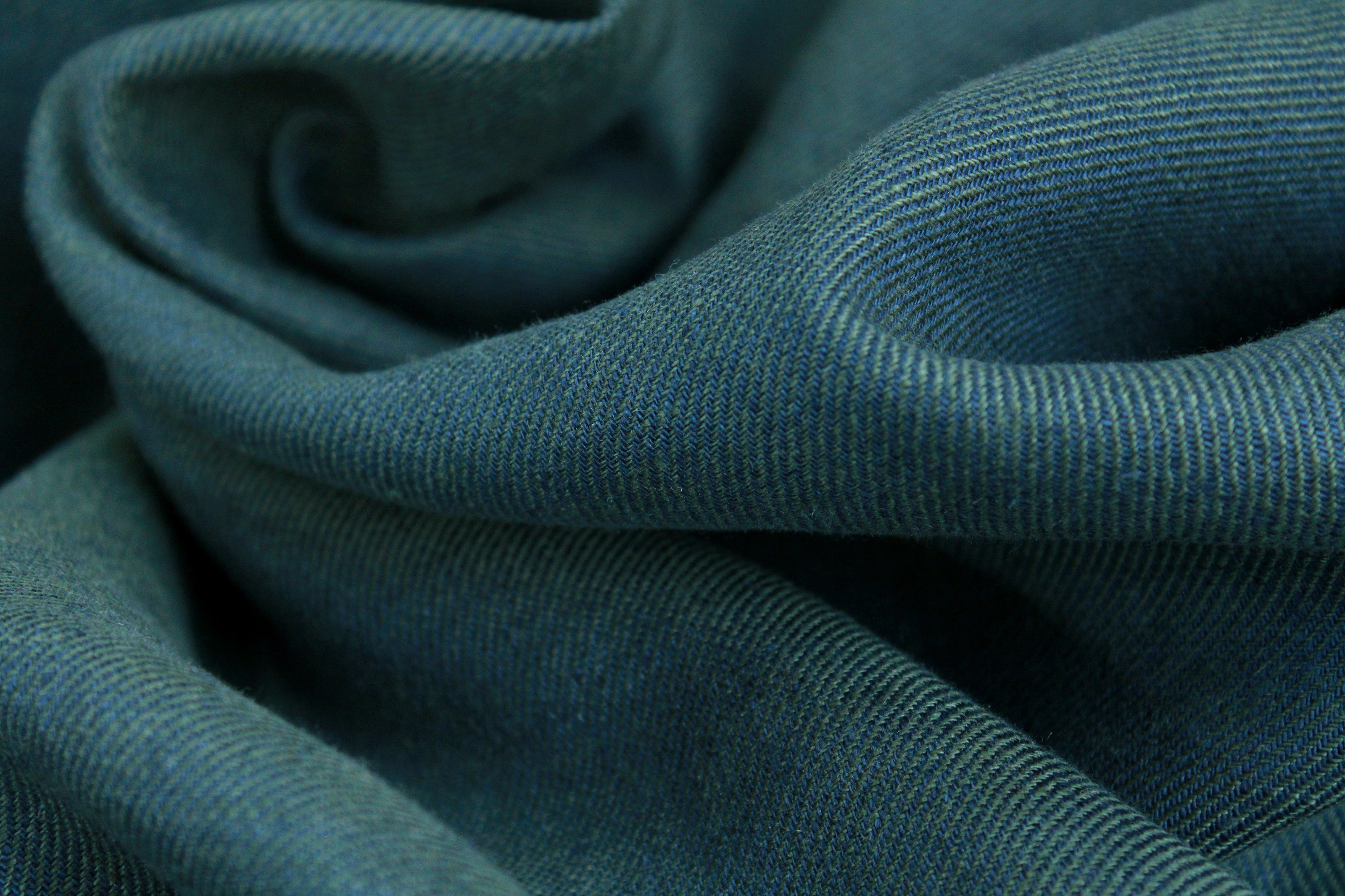 100% Linen Fabric by the Yard / Green Blue Twill Linen Fabric / Buy Linen Online