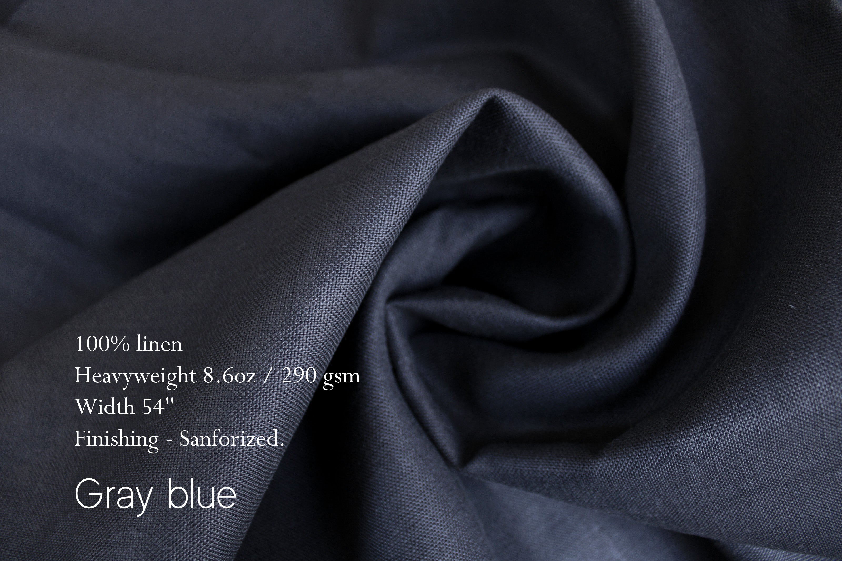 Heavyweight Linen fabric by the yard/ Gray blue Linen Fabric