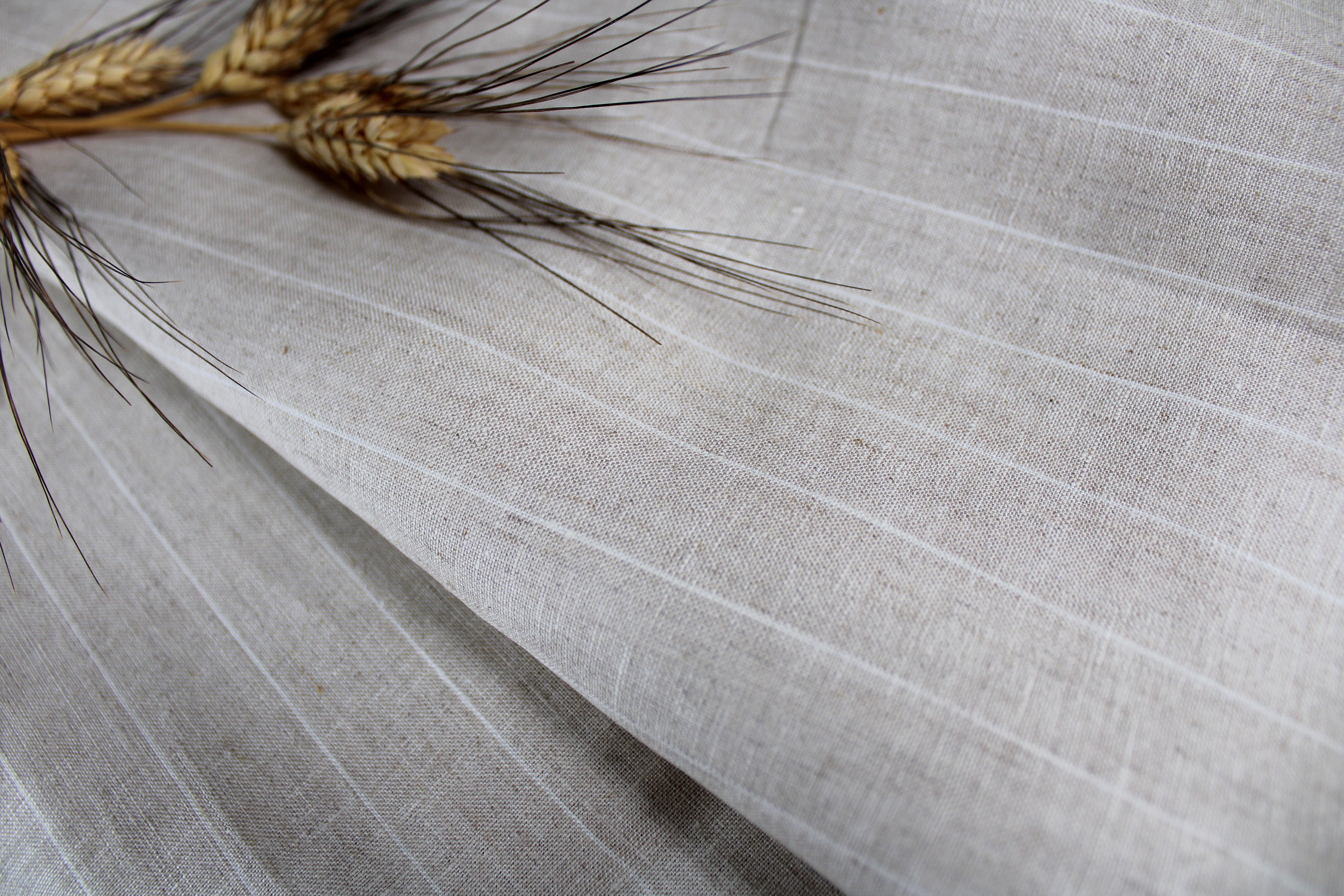 Stripe Linen Fabric by the yard - 100% Linen - Medium weight
