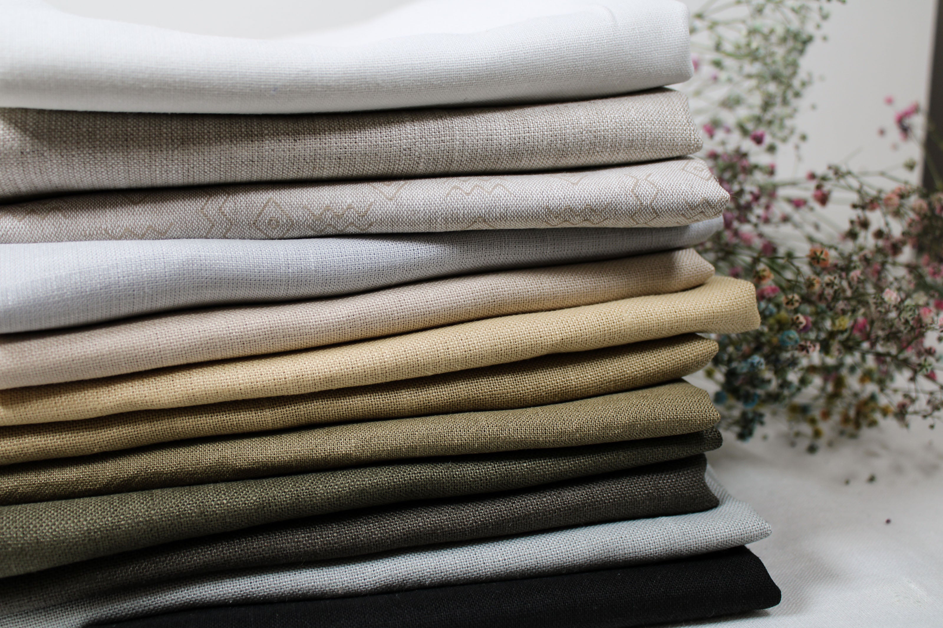 100% Linen Fabric by the Yard / Beige Brown Linen Fabric / Buy Linen Online