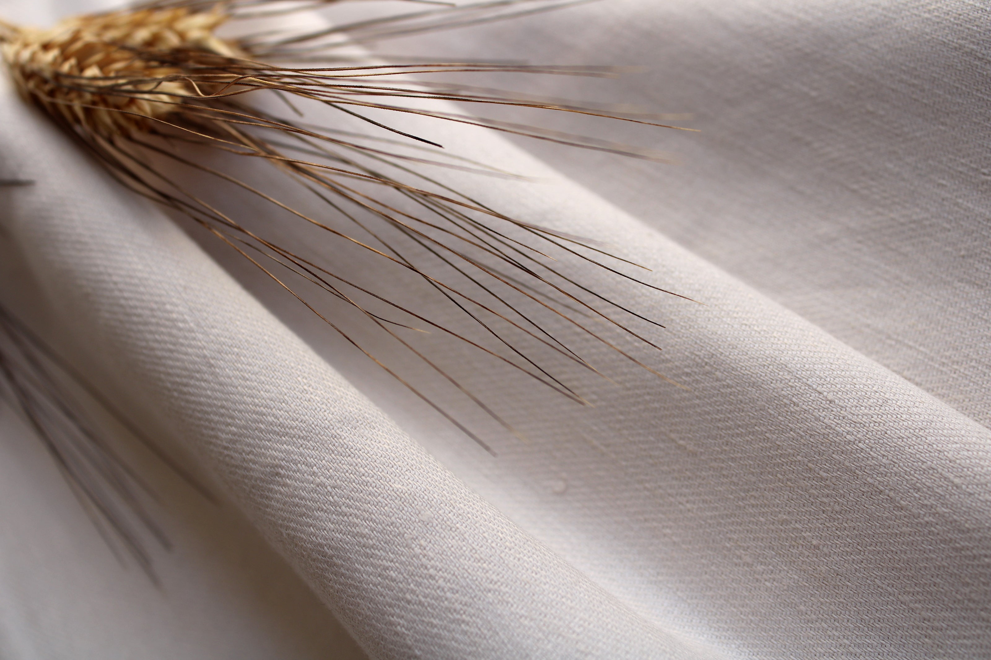 Light beige Linen Fabric by the yard - Twill Linen-Cotton blend - Medium weight