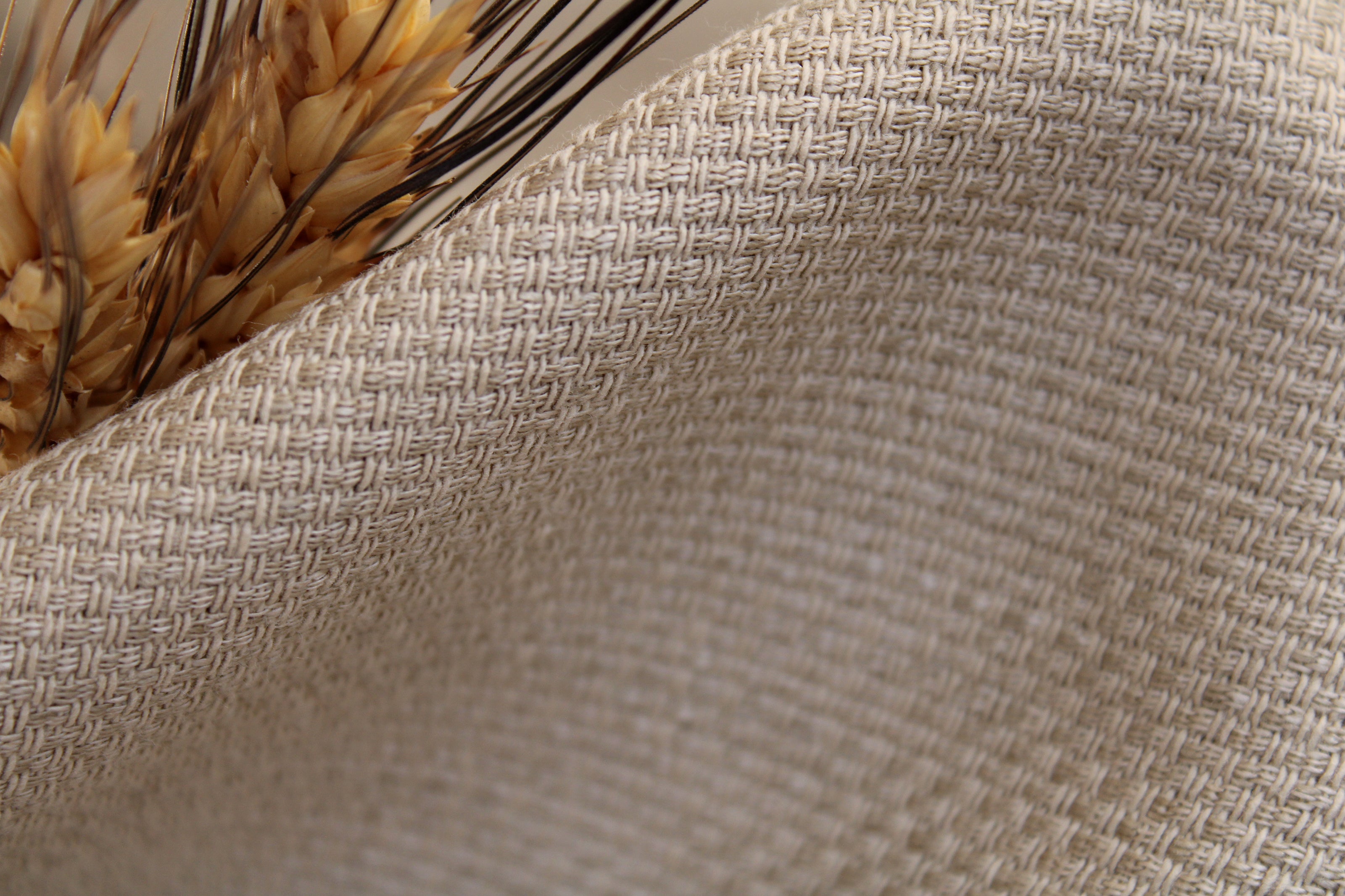 Beige Heavy Linen Fabric by the yard - Natural backetweave Linen Fabric