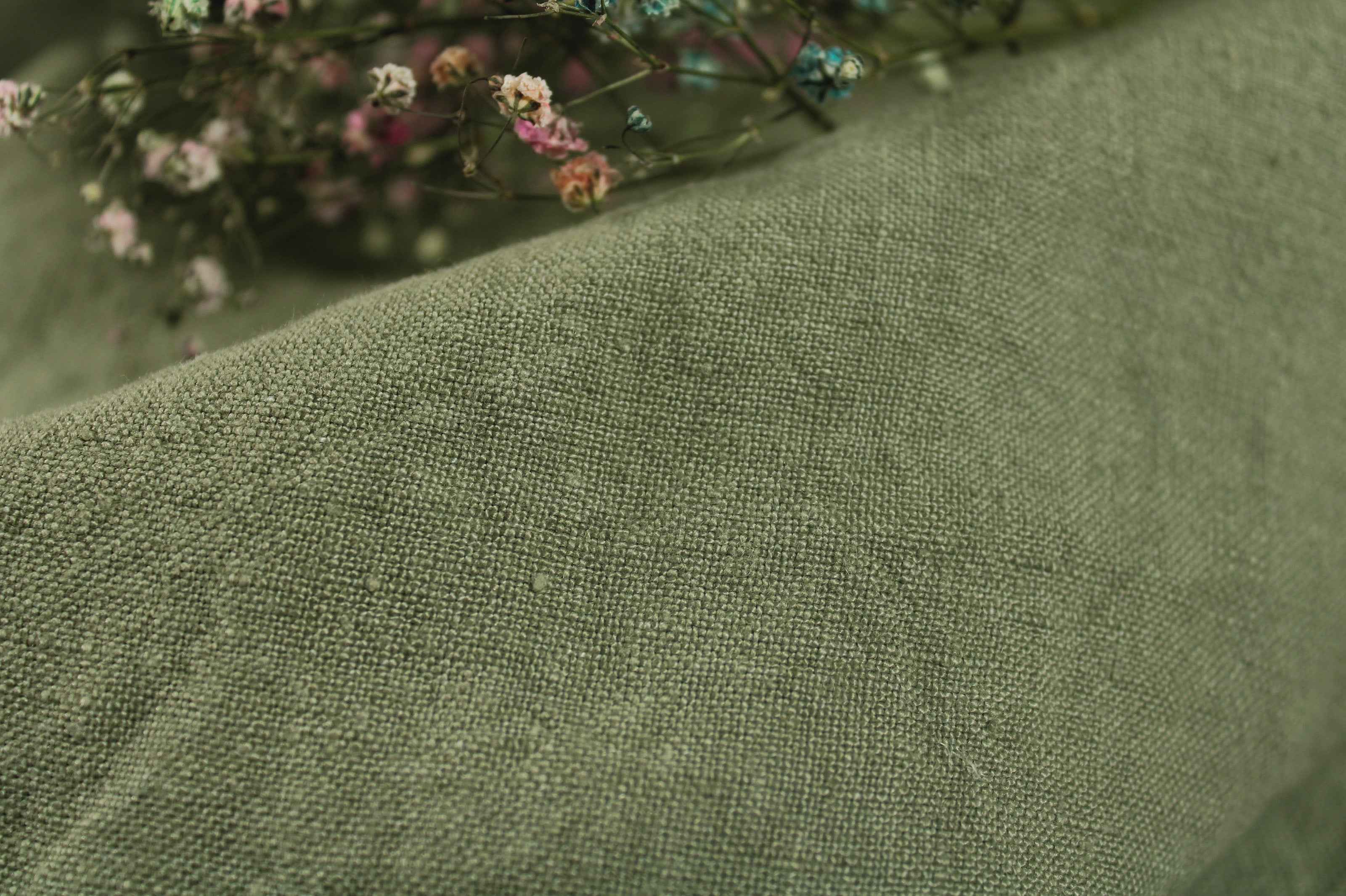 Washed Heavyweight Linen Fabric / Verde Linen Fabric