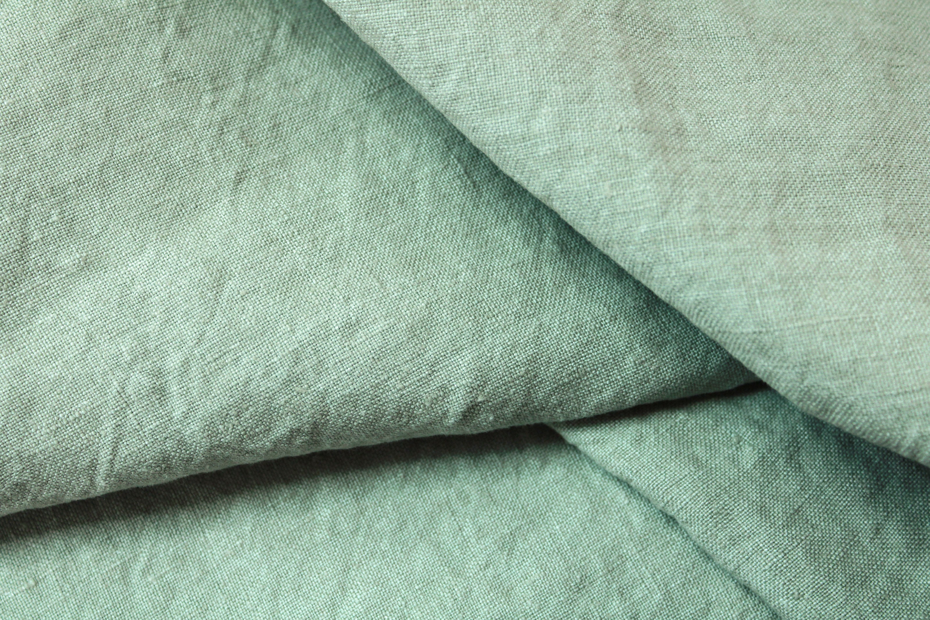 Washed Heavyweight Linen Fabric / Aqua Linen Fabric