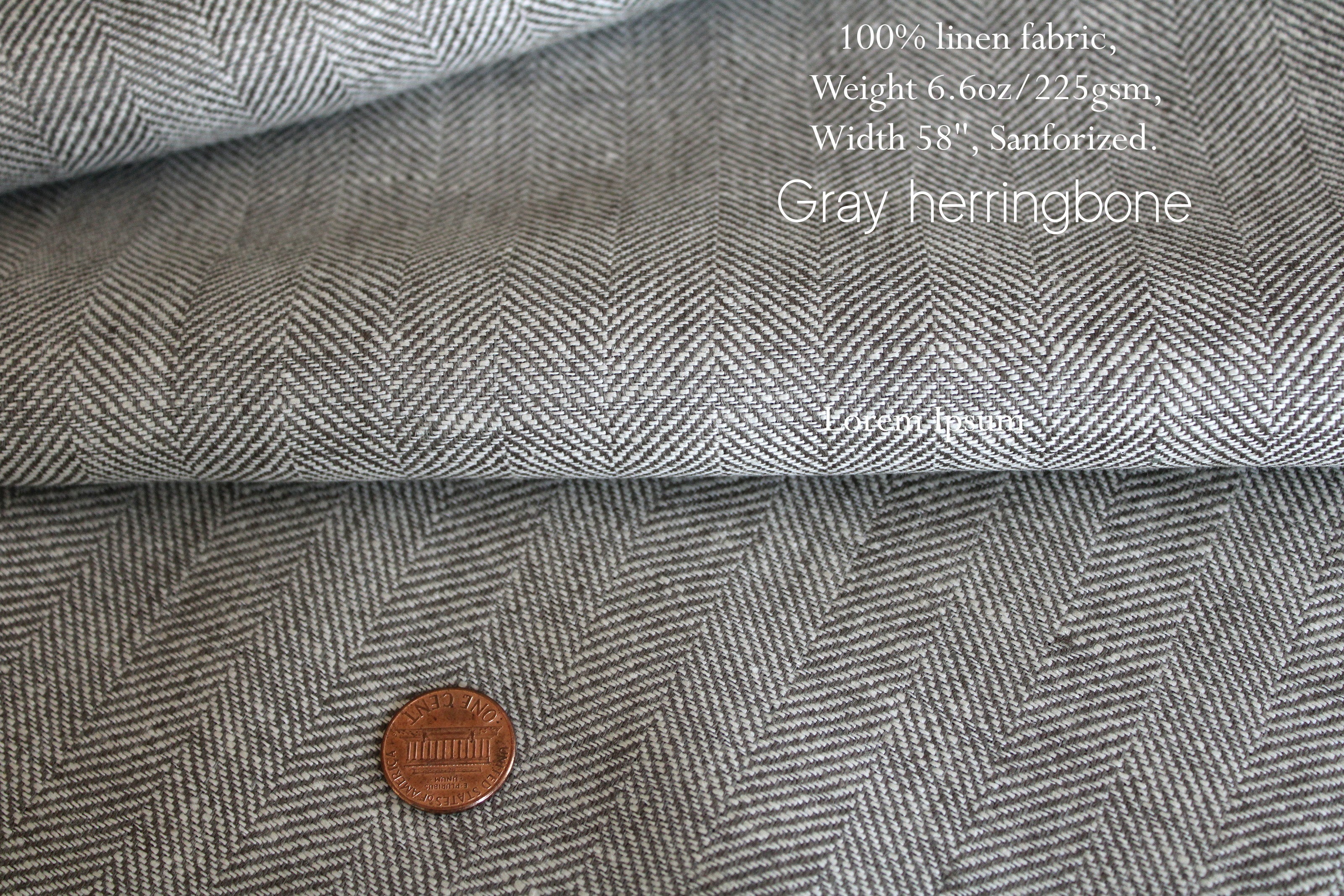 100% Linen Fabric by the Yard / Gray Black Linen Fabric / Buy Linen Online