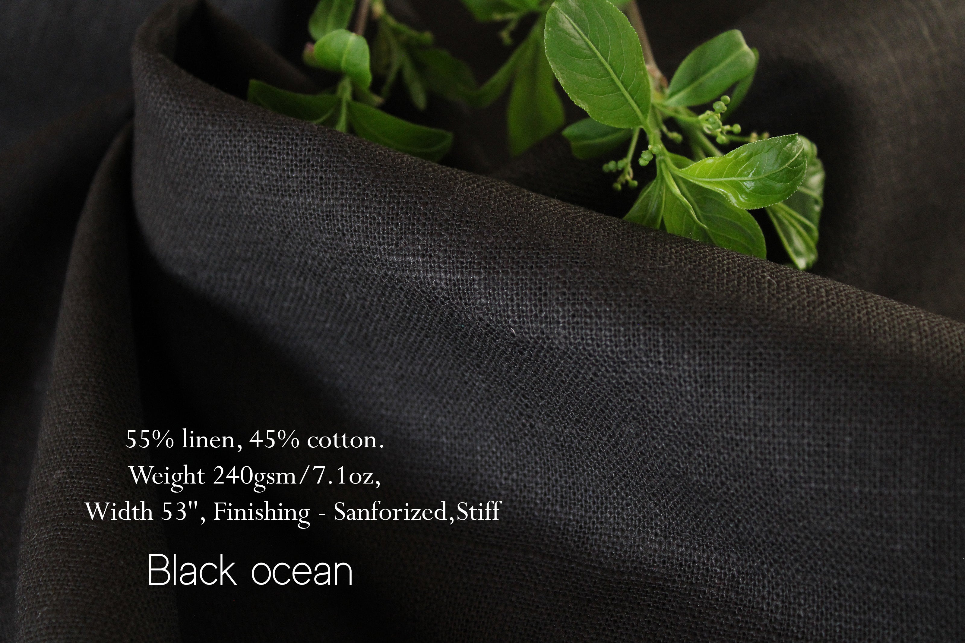100% Linen Fabric by the Yard / Gray Black Linen Fabric / Buy Linen Online