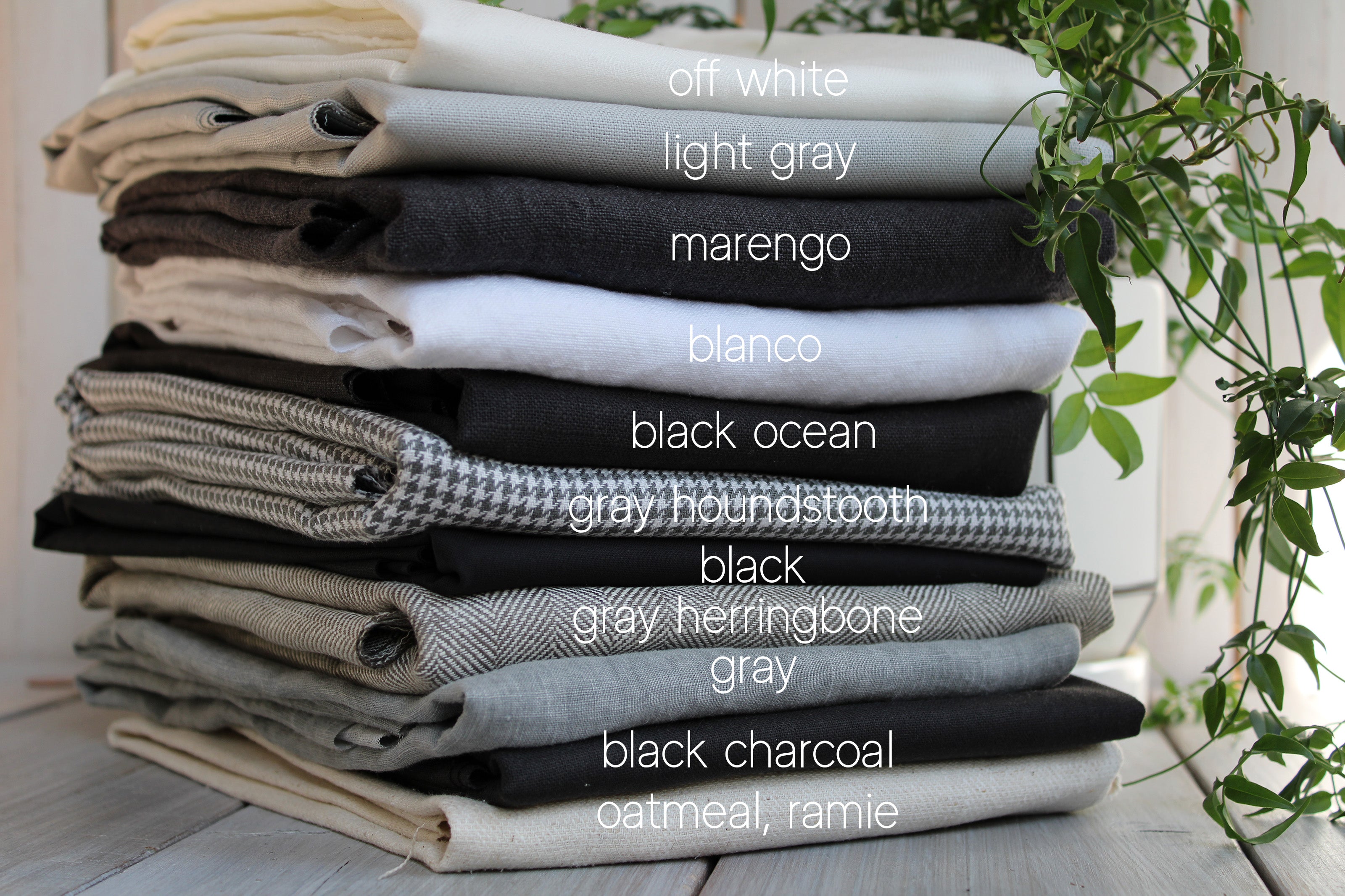 100% Linen Fabric by the Yard / Gray Black Linen Fabric / Buy Linen Online