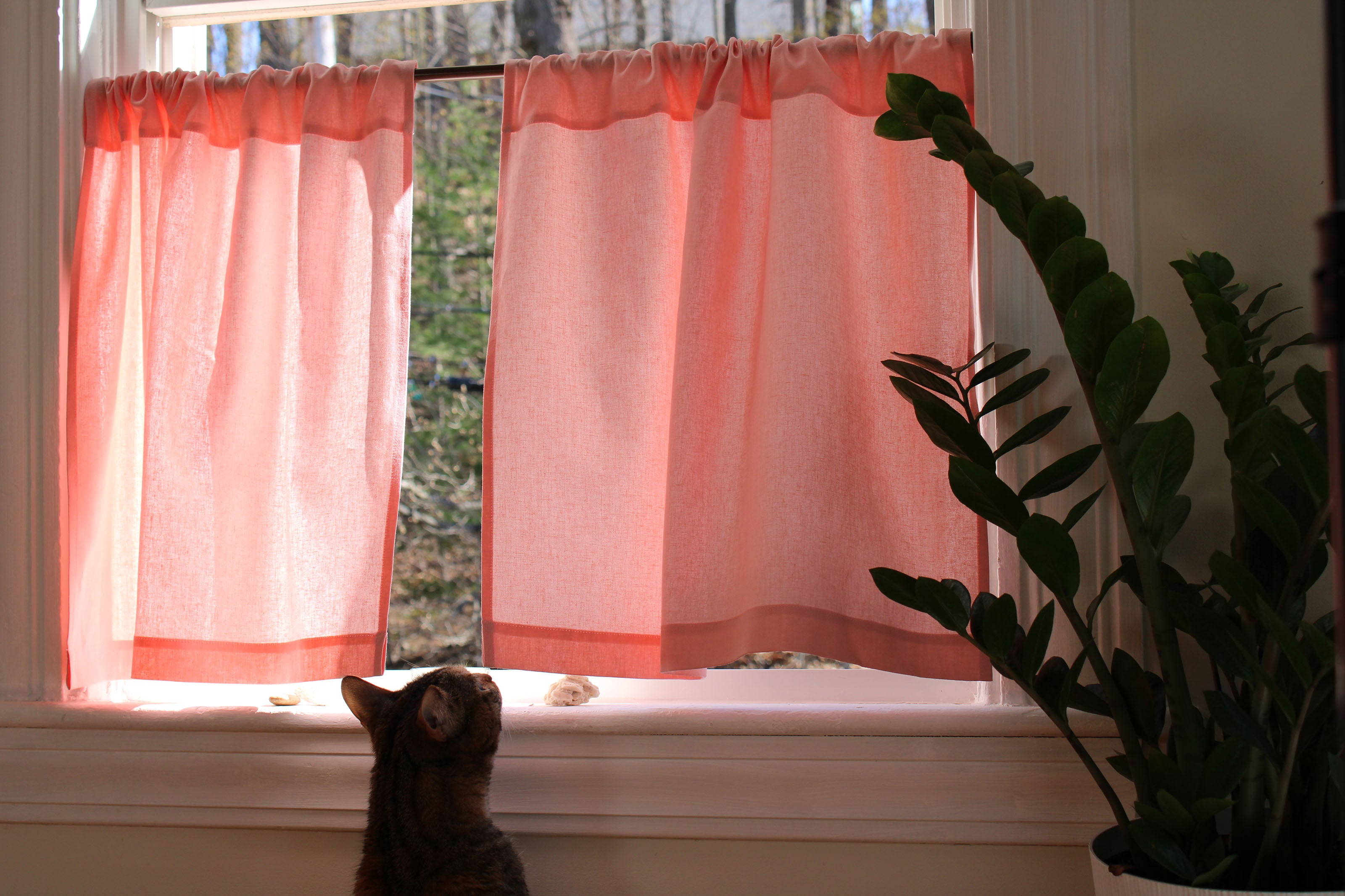 100% Linen Curtains made in the US / Short Linen Curtains / Pink Curtains / Custom Curtains