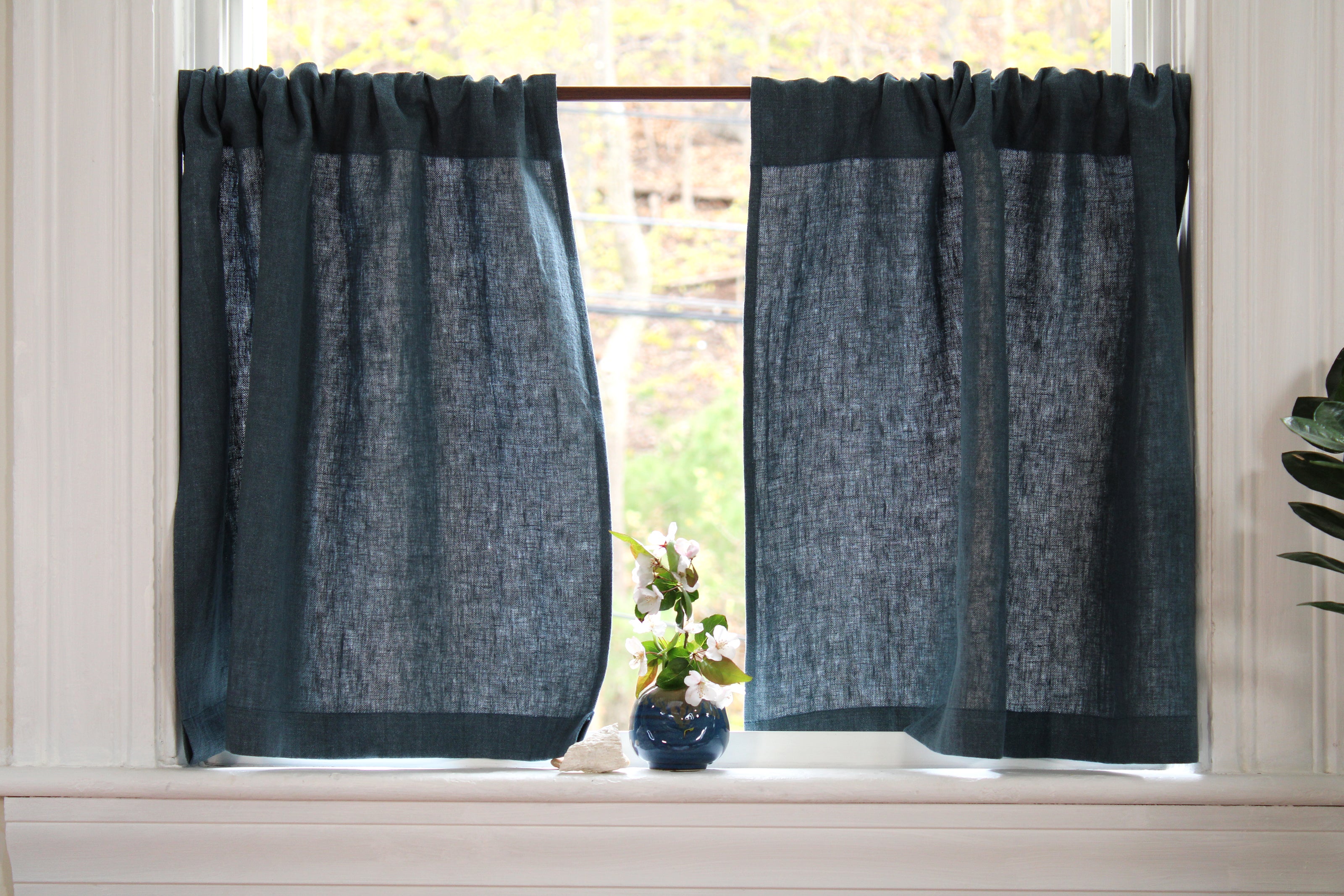 100% Linen Cafe Curtains / Kitchen Linen Curtains / Custom Curtains US