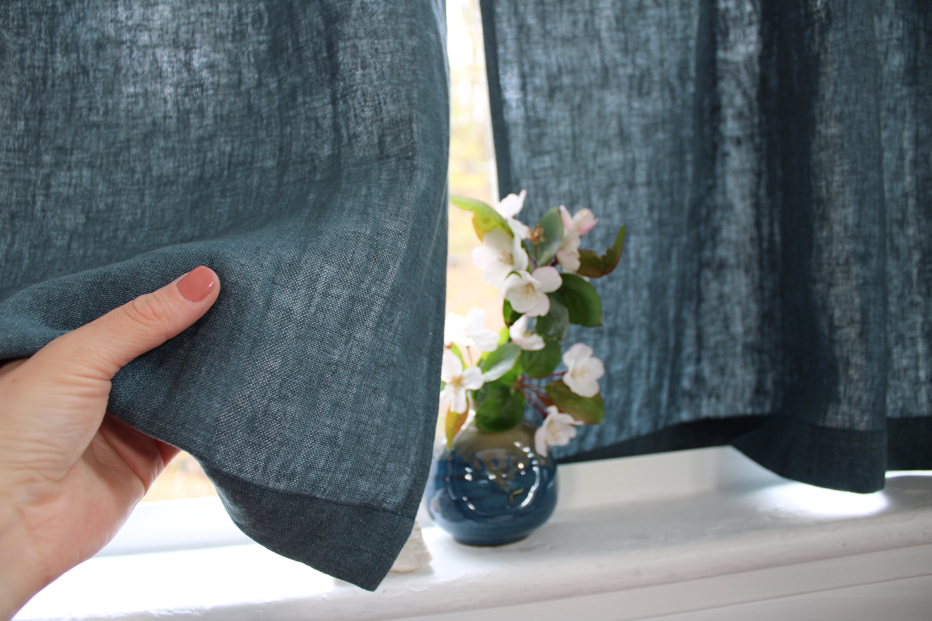 100% Linen Cafe Curtains / Kitchen Linen Curtains / Custom Curtains US