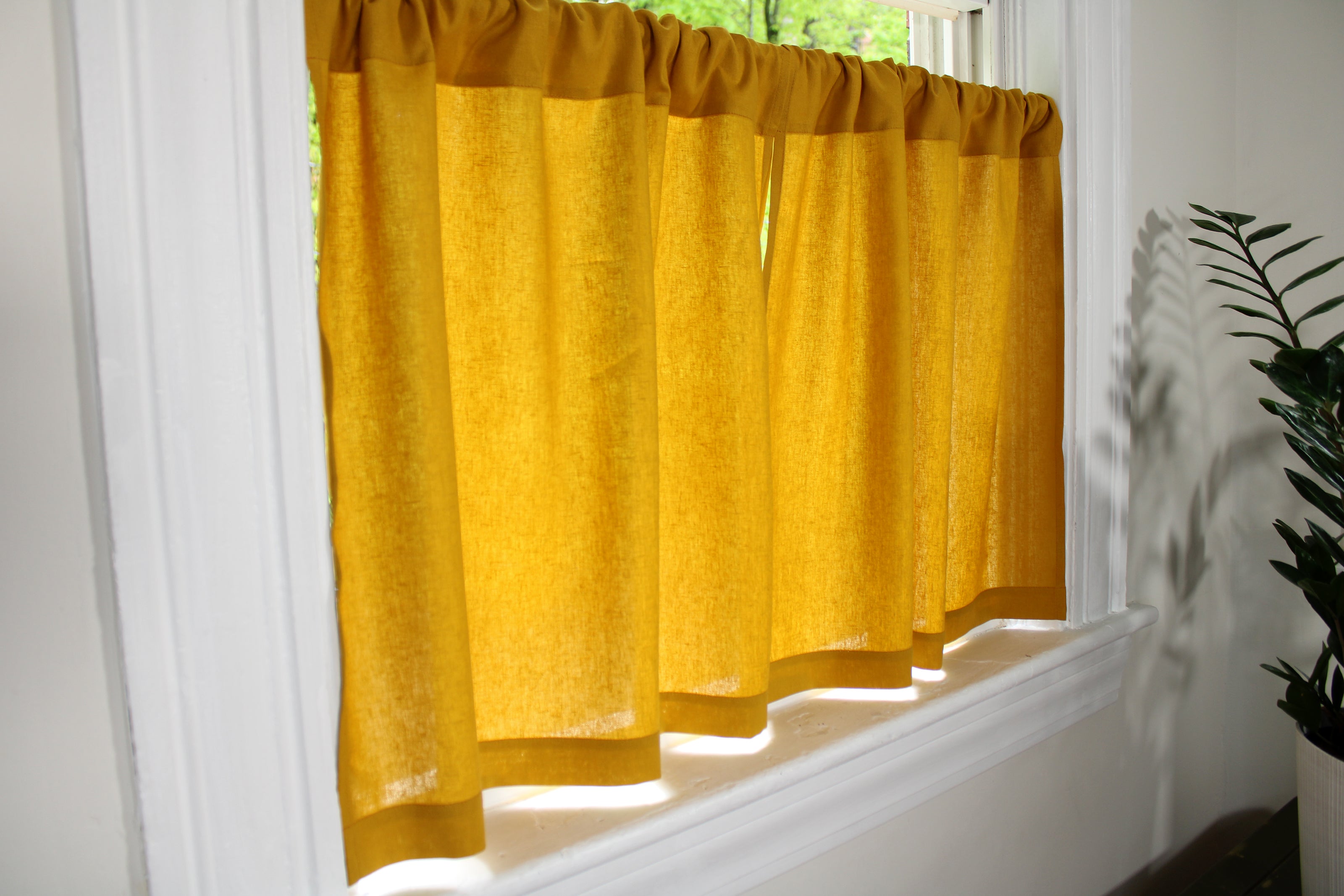 100% Linen Curtains made in the US /Short Linen Curtains / Yellow Kitchen Curtains / Custom Curtains