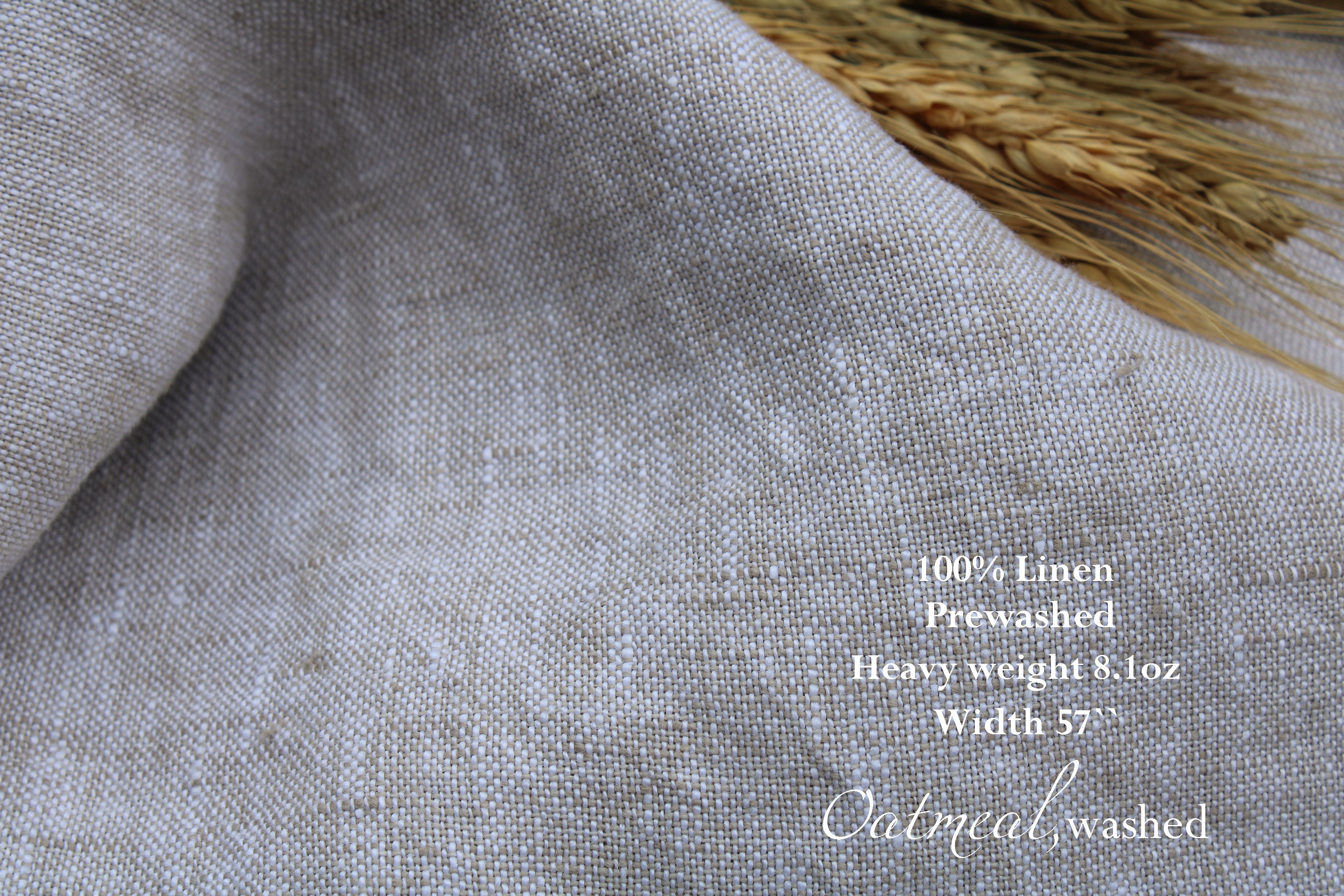 Oatmeal Linen Fabric Heavyweight 8.1oz - Prewashed Linen Fabric
