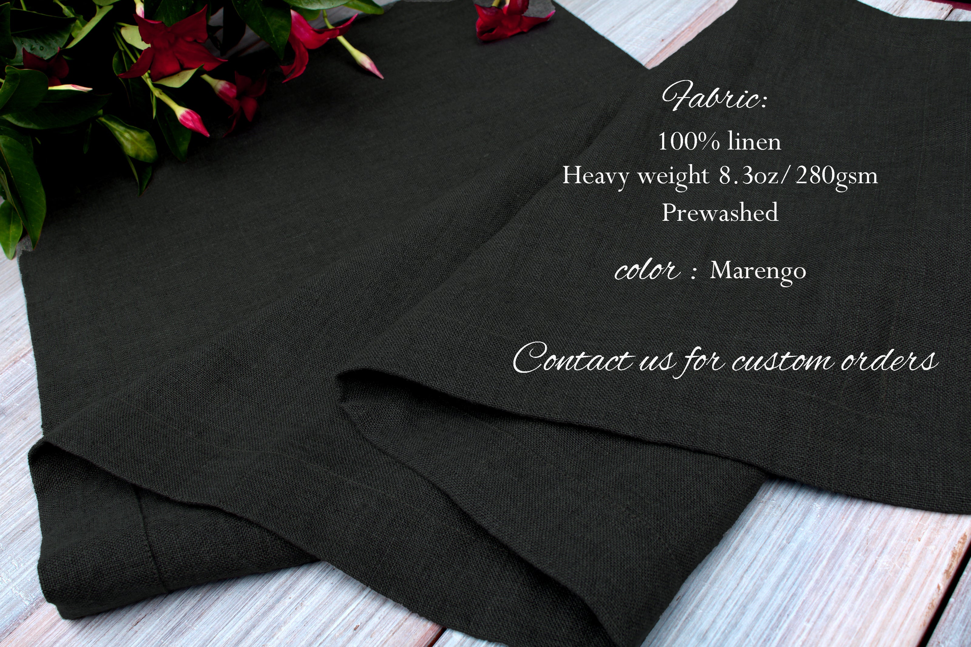 Pure Linen Table Runner Heavyweight - Prewashed - Custom Sizes -Gray