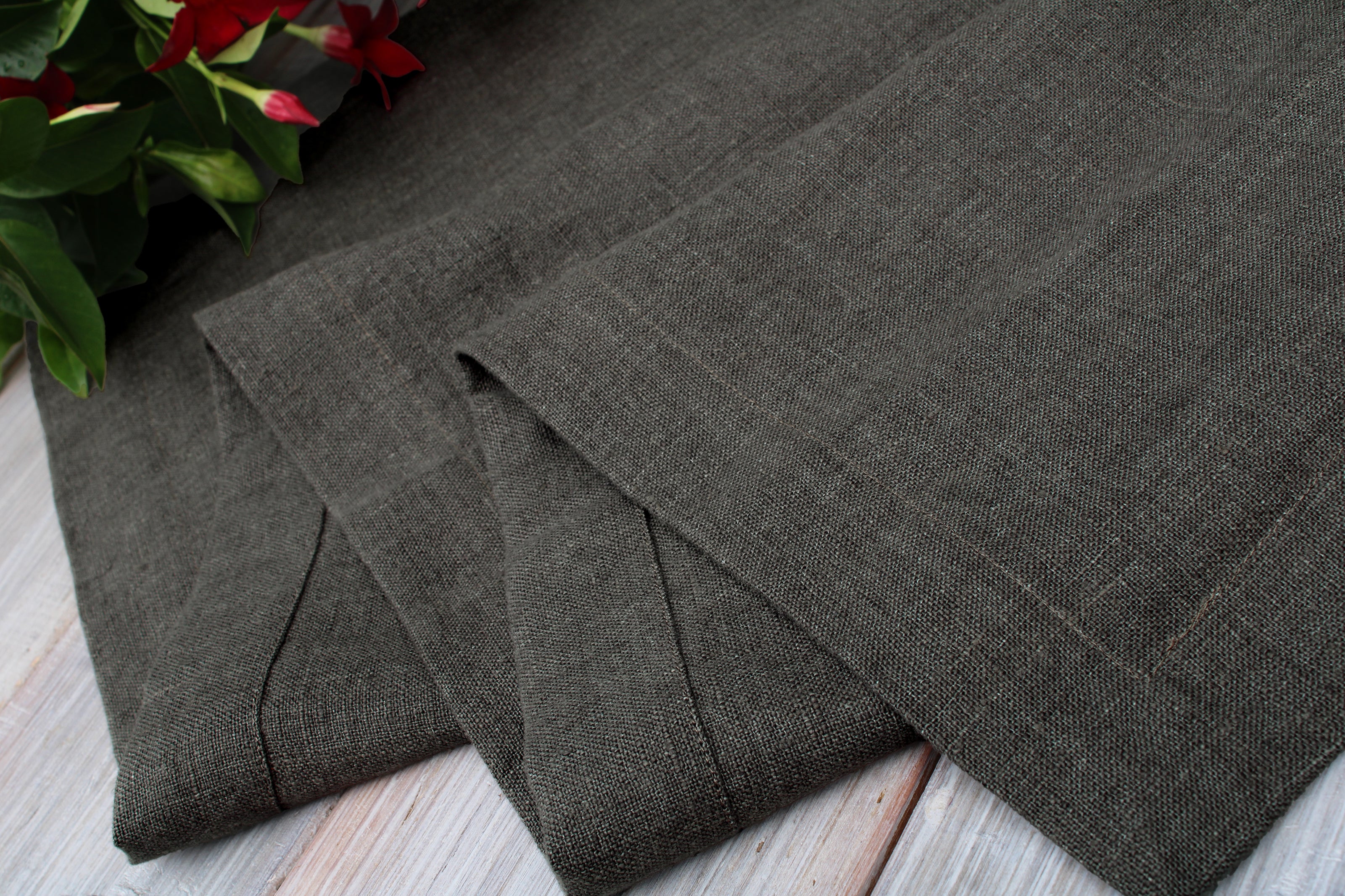 Pure Linen Table Runner Heavyweight - Prewashed - Custom Sizes -Gray