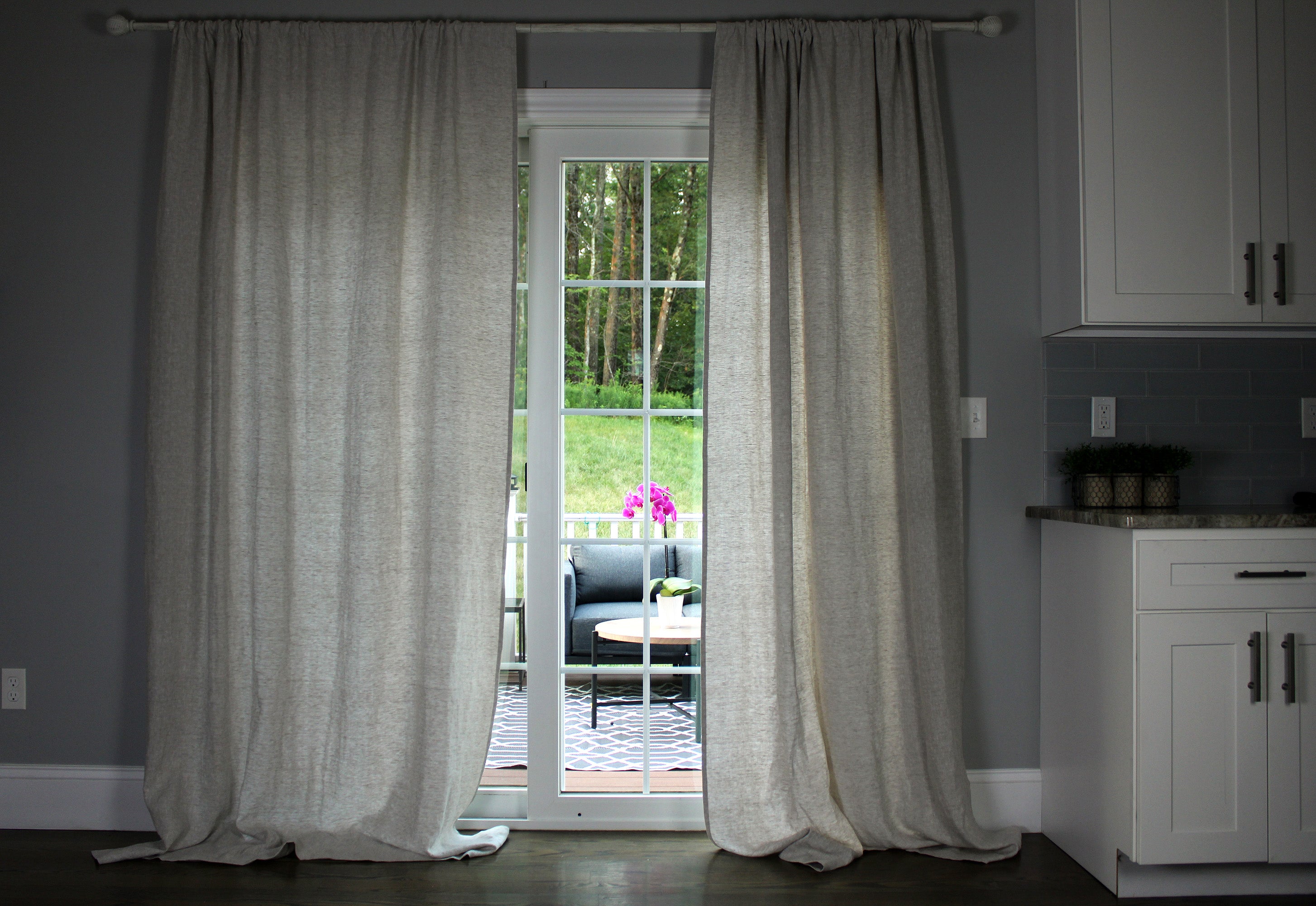Extra Long Heavy Oatmeal Linen Curtains - Prewashed Linen Window Drape - Custom Sizes - 1 panel