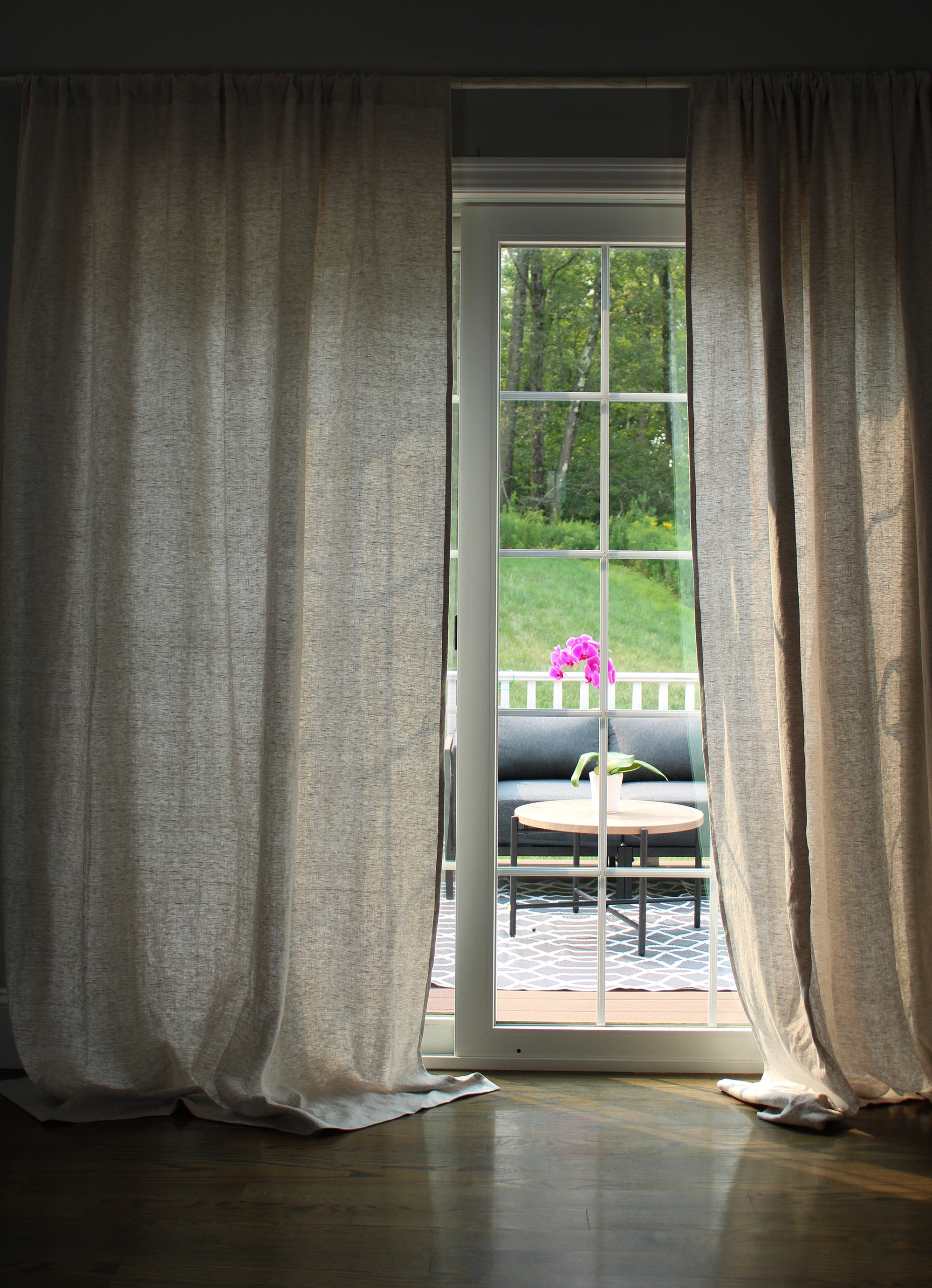 Extra Long Heavy Oatmeal Linen Curtains - Prewashed Linen Window Drape - Custom Sizes - 1 panel