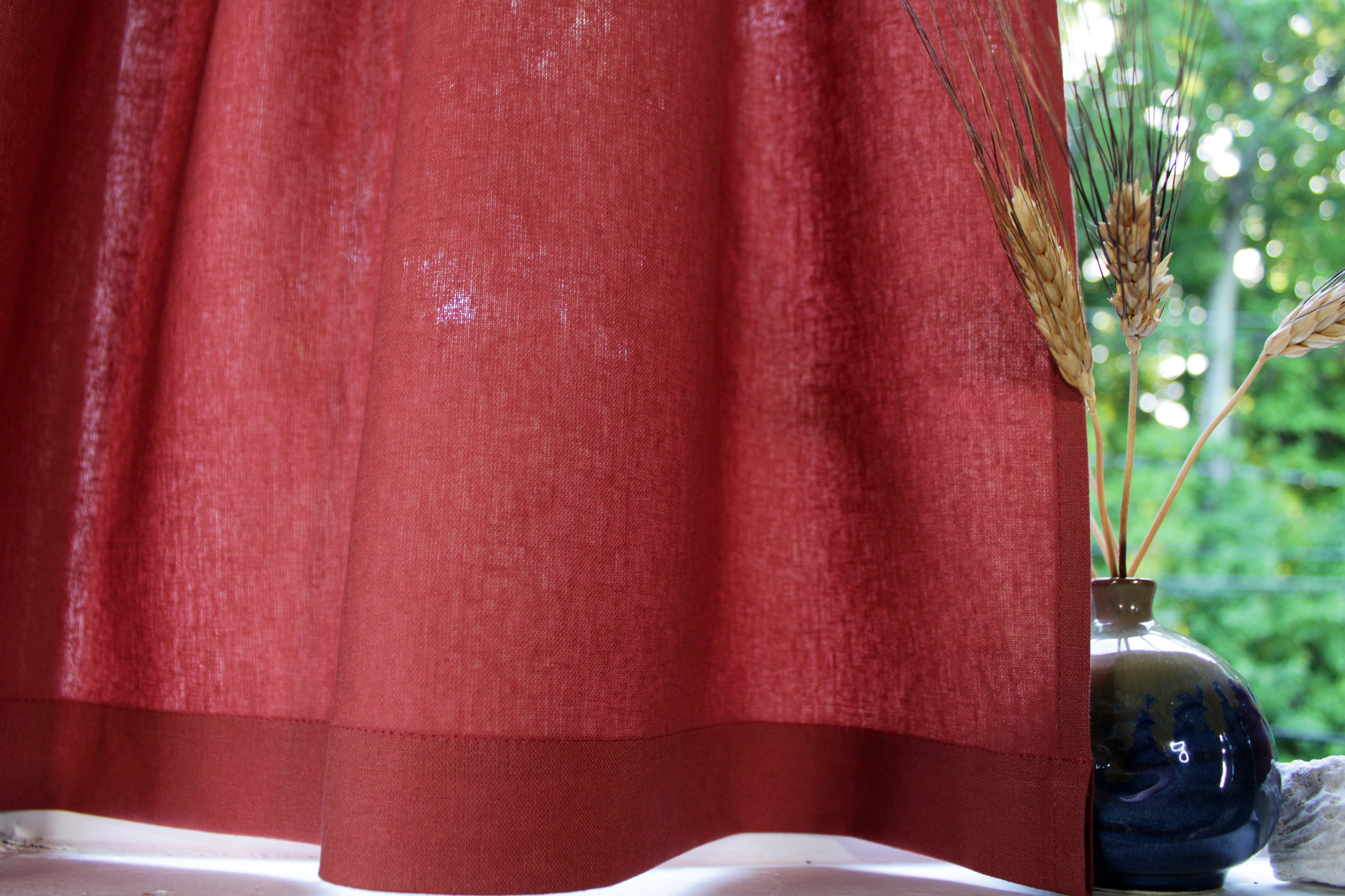 Marsala Linen Curtains / Pure Linen Cafe Curtains / Custom Curtains Online