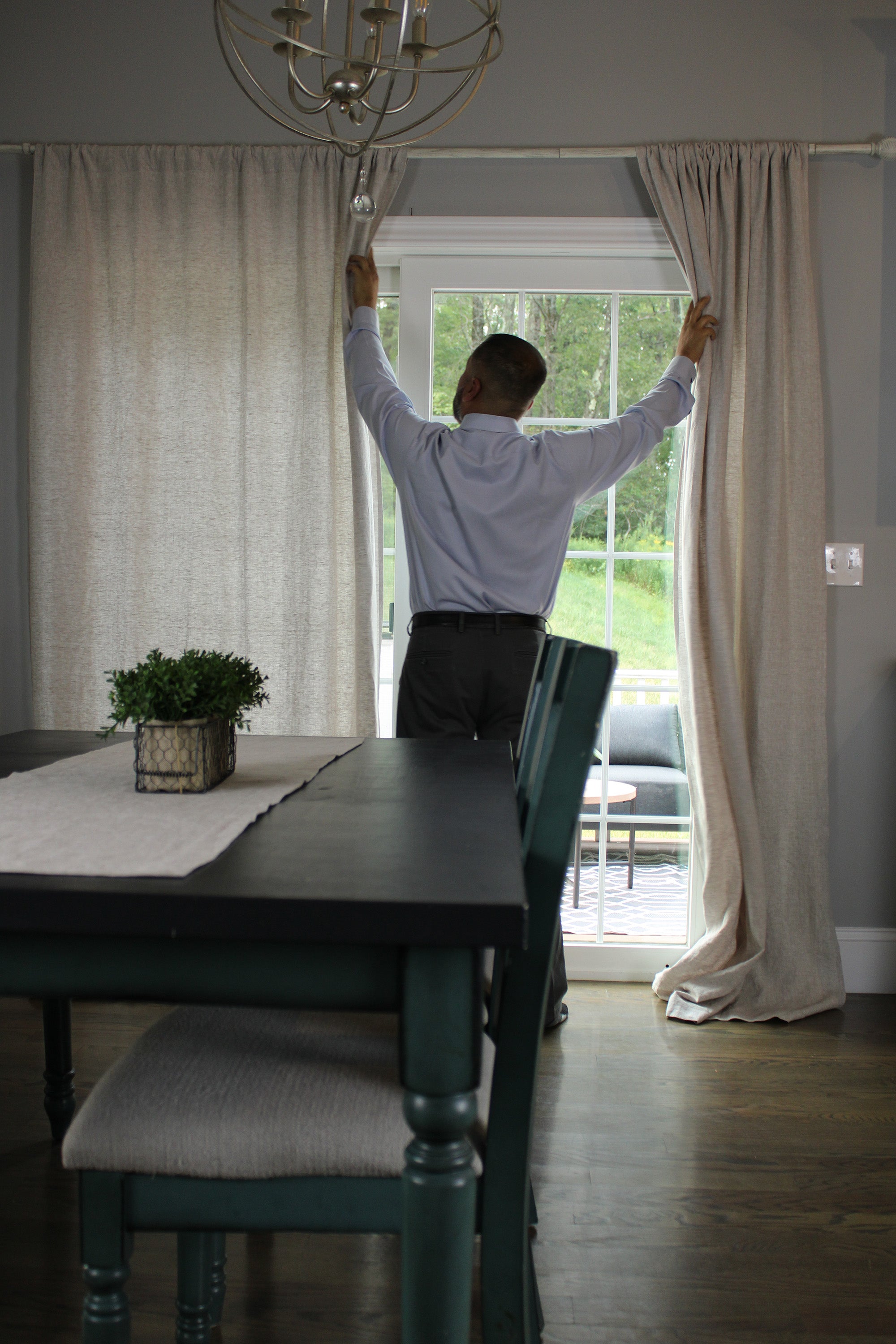 Extra Long Heavy Oatmeal Linen Curtains - Prewashed Linen Window Drape - Custom Sizes - 1 panel