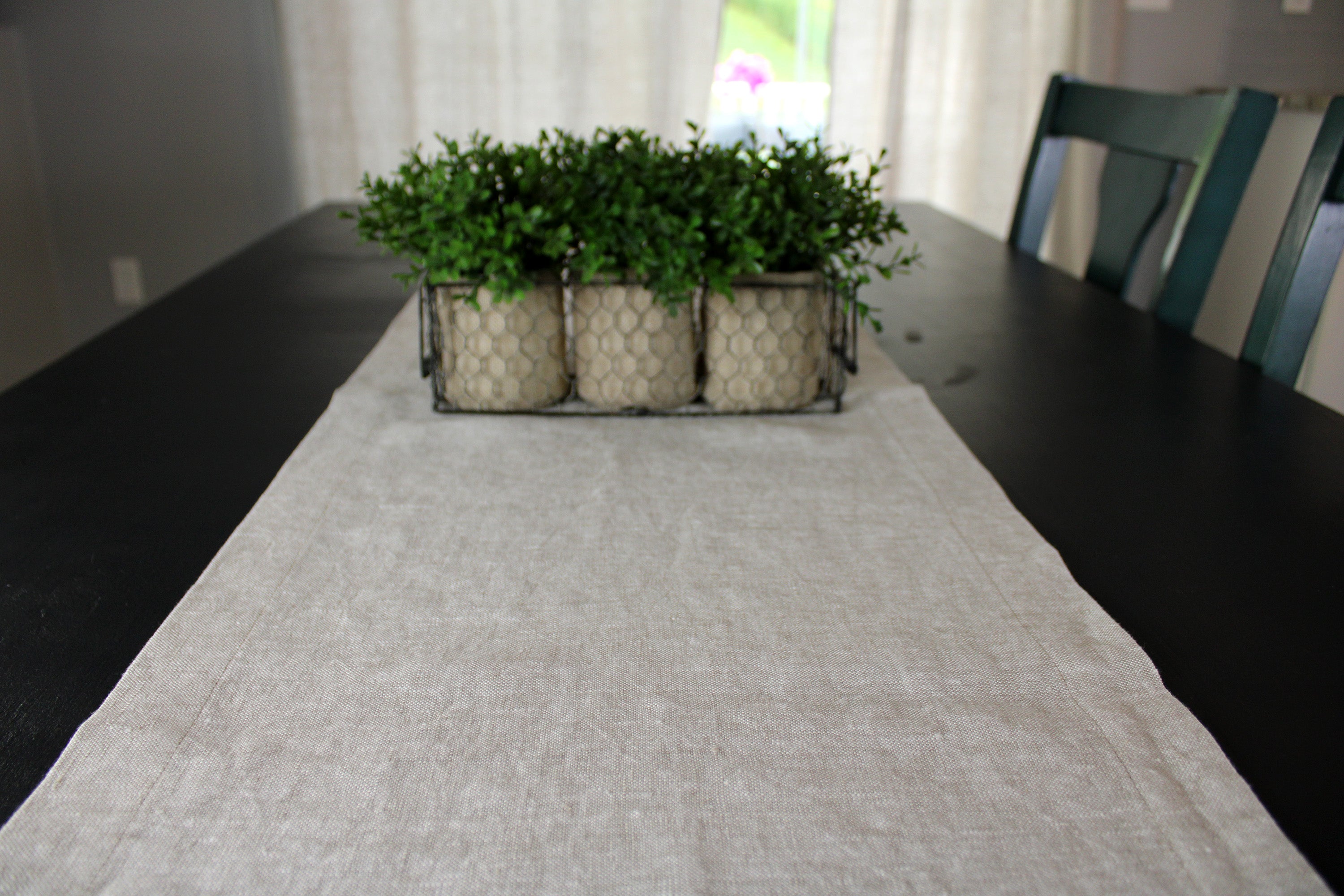 Pure Linen Table Runner Heavyweight - Oatmeal Table Runner - Prewashed - Custom Sizes