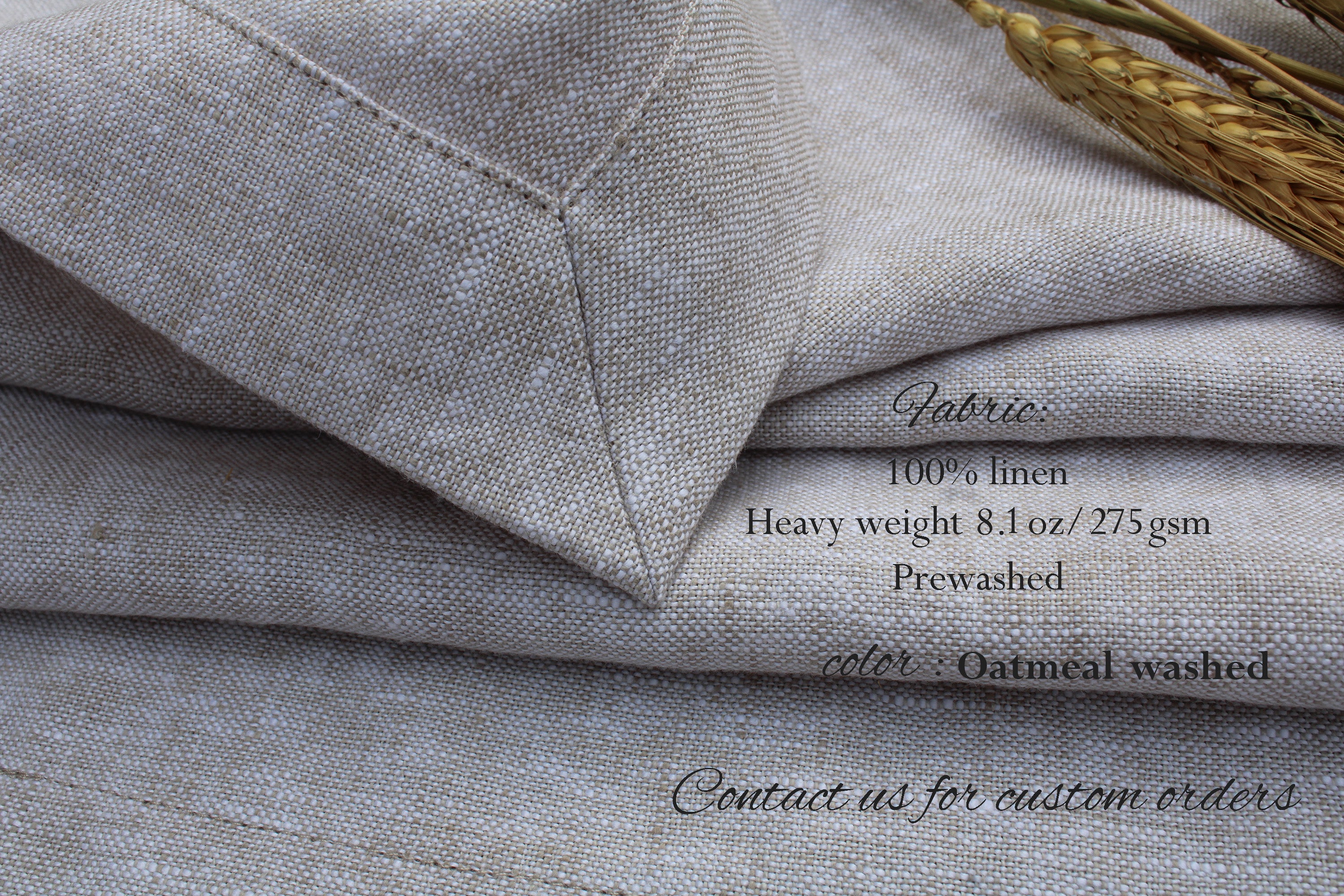Pure Linen Table Runner Heavyweight - Oatmeal Table Runner - Prewashed - Custom Sizes