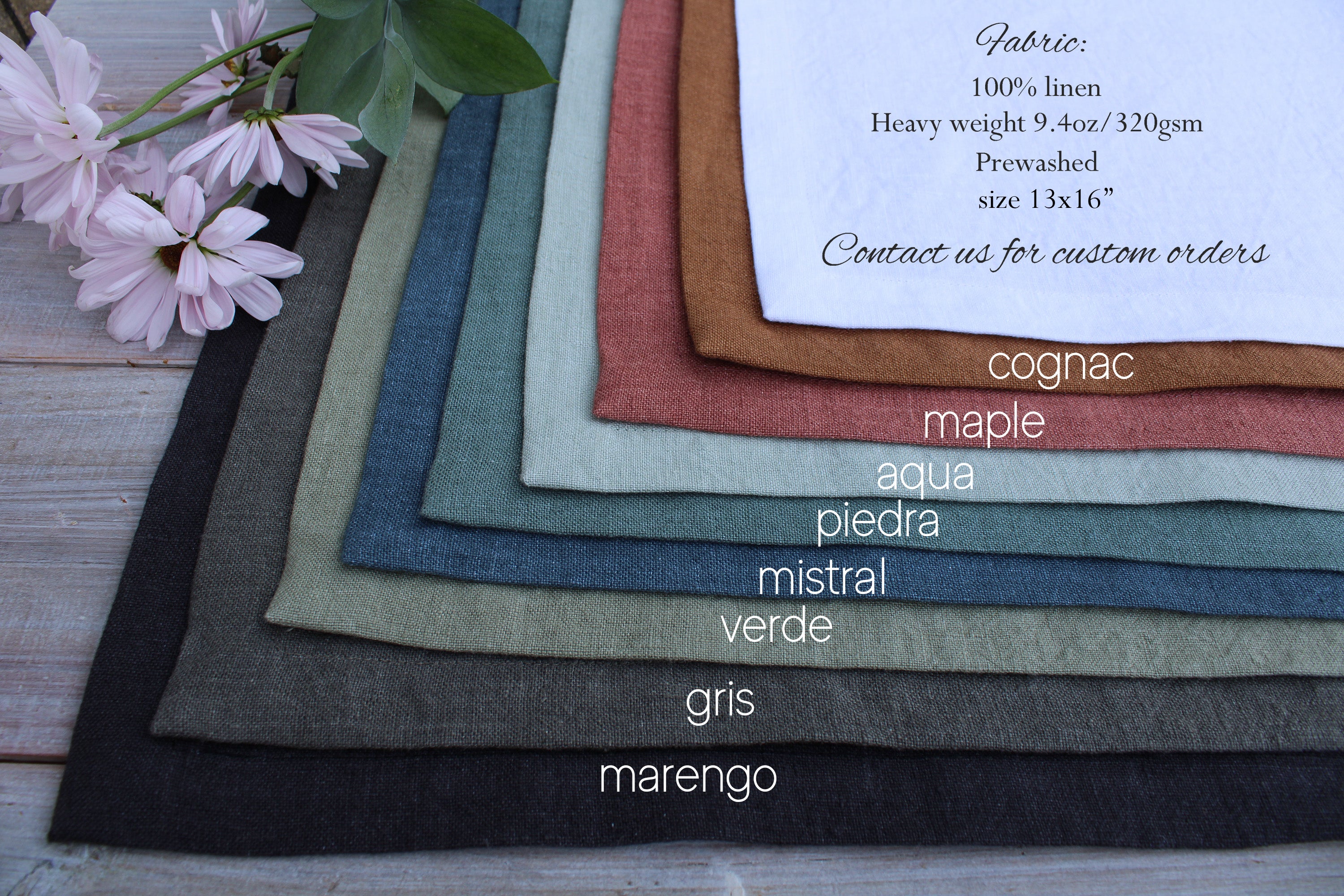 100% Linen placemats Heavyweight Prewashed 13x16''/ Handmade in the US
